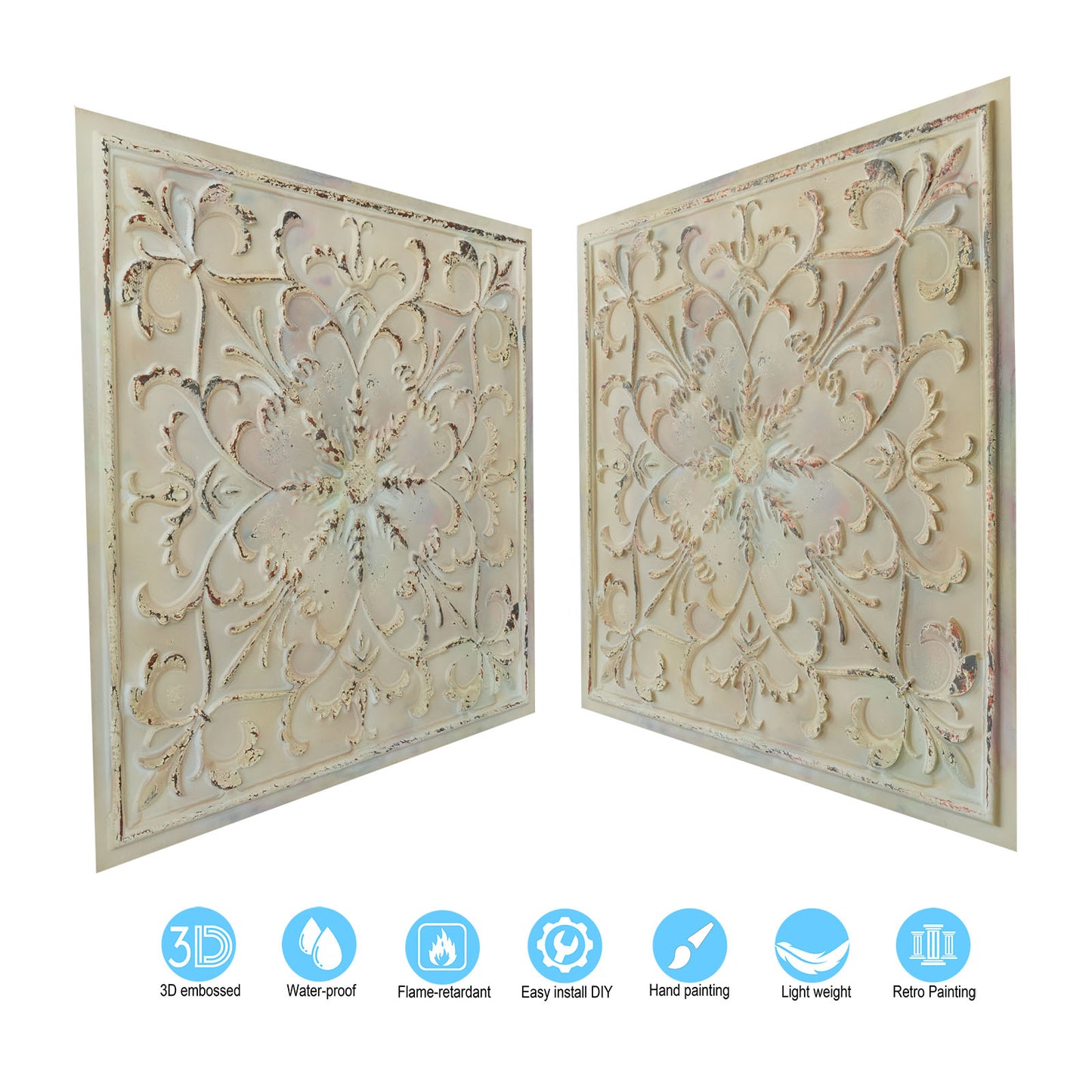 10tiles/lot Faux Metal Ceiling Tiles for Bars, Cafés, Lounges and Contemporary Interiors PL70