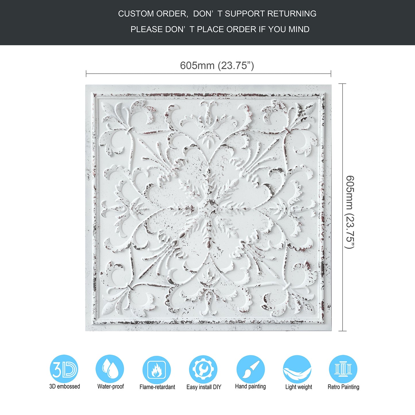 10tiles/lot Artistic Ceiling Tiles for Libraries, Museums, Craft Studios and Cultural Interiors PL70