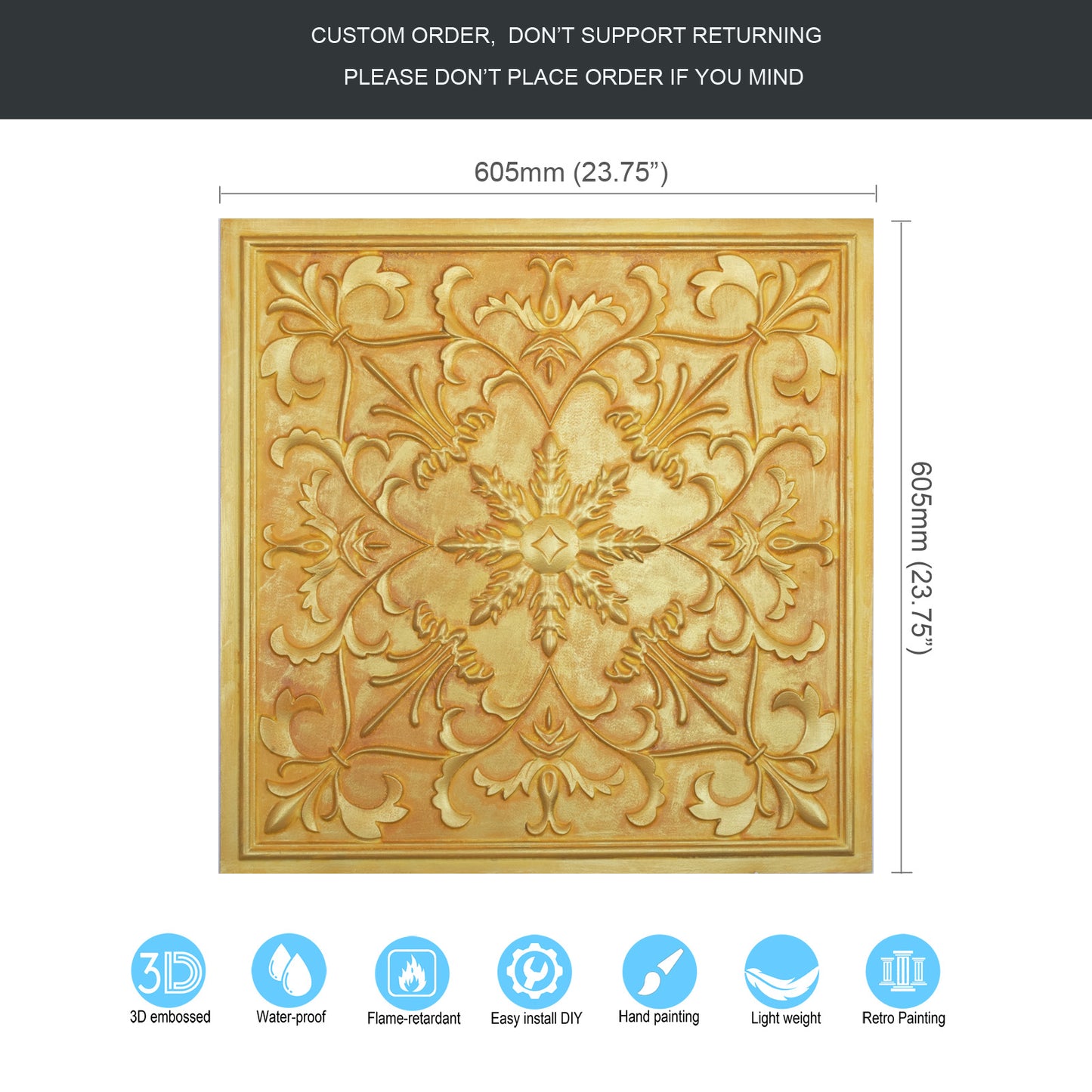 10tiles/lot Faux Metal Ceiling Tiles for Bars, Cafés, Lounges and Contemporary Interiors PL70