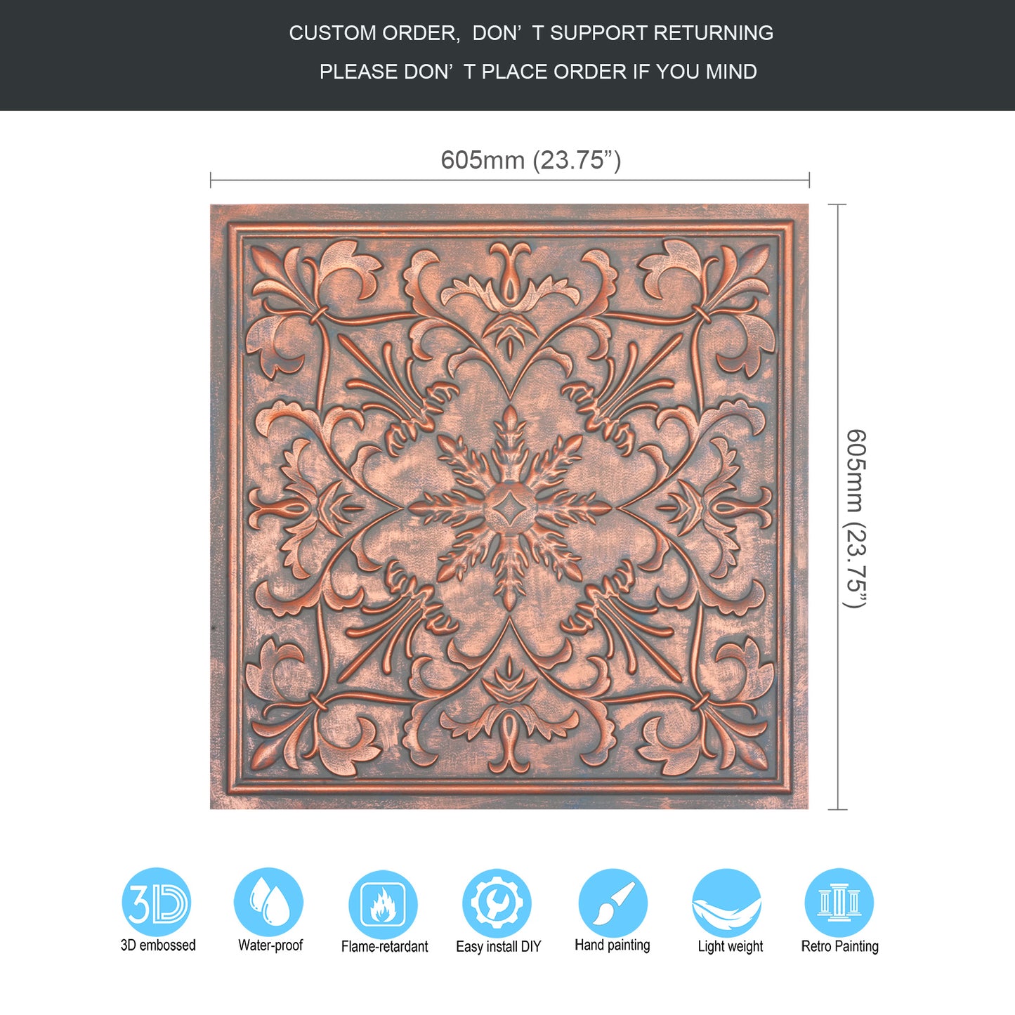 10tiles/lot Artistic Tin Ceiling Tiles for Artisan Workshops, Museums and Gallery Spaces PL70