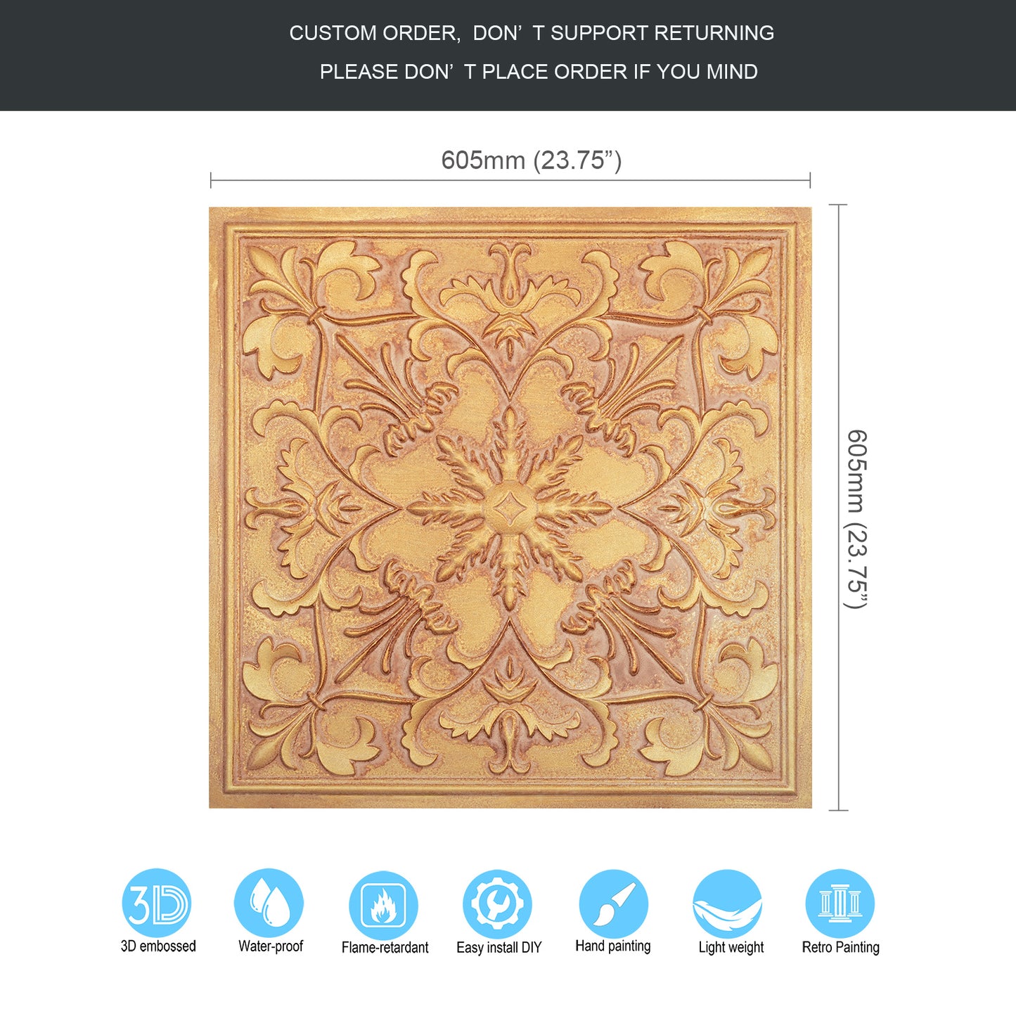 10tiles/lot Faux Metal Ceiling Tiles for Bars, Cafés, Lounges and Contemporary Interiors PL70