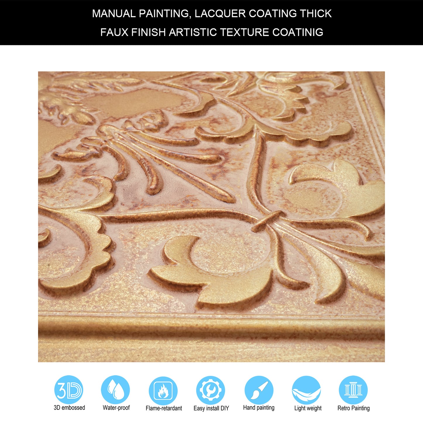 10tiles/lot Faux Metal Ceiling Tiles for Bars, Cafés, Lounges and Contemporary Interiors PL70