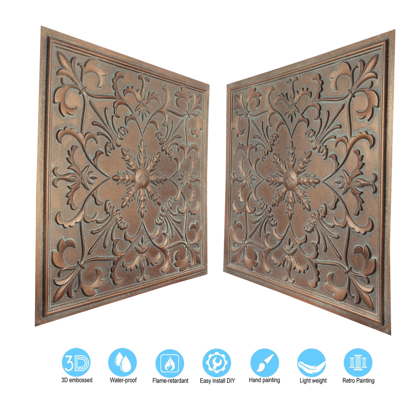 10tiles/lot PVC Ceiling Tiles for Salons, Spas, Massage Rooms and Comfortable Interiors PL70