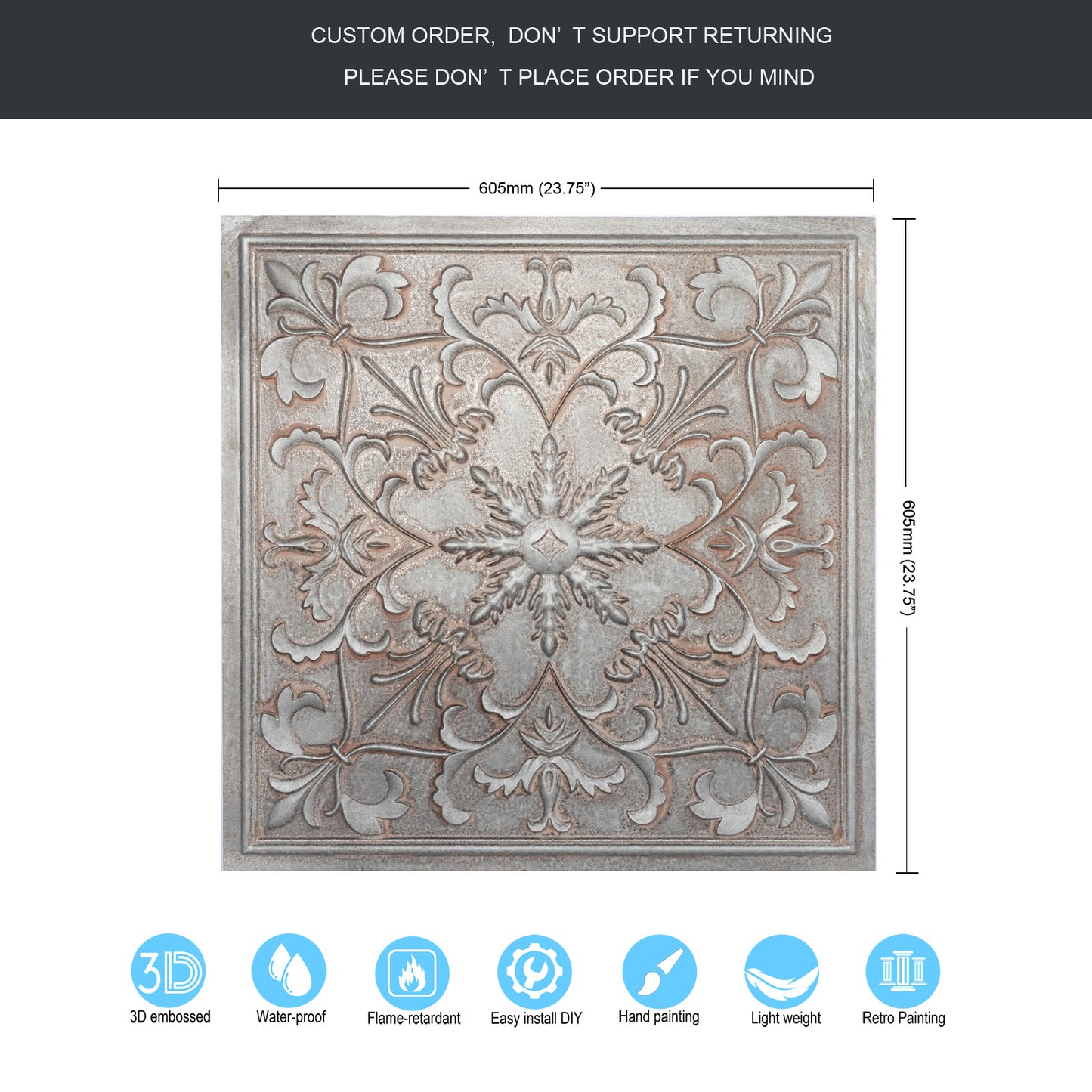 10tiles/lot Artistic Tin Ceiling Tiles for Artisan Workshops, Museums and Gallery Spaces PL70