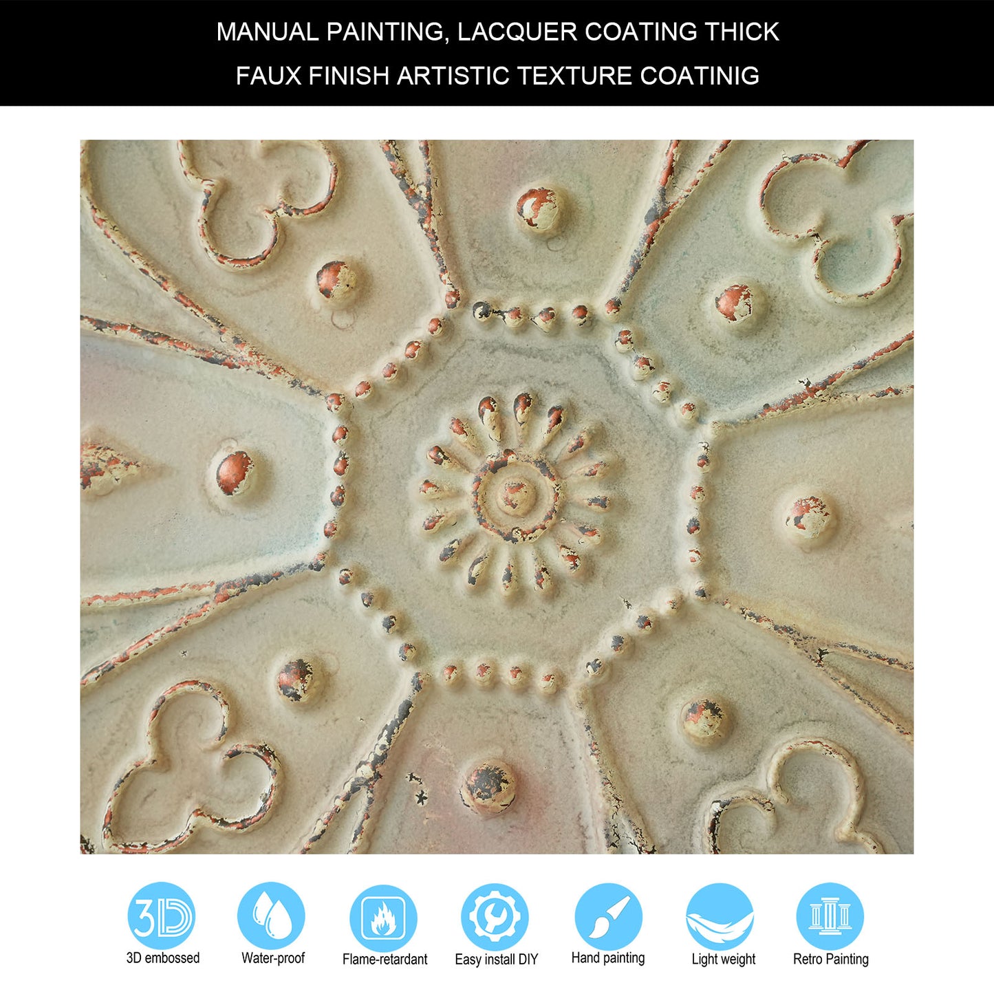 10tiles/lot Embossed Decorative Ceiling Tiles for Luxury Hotels, Apartments and Signature Rooms PL71