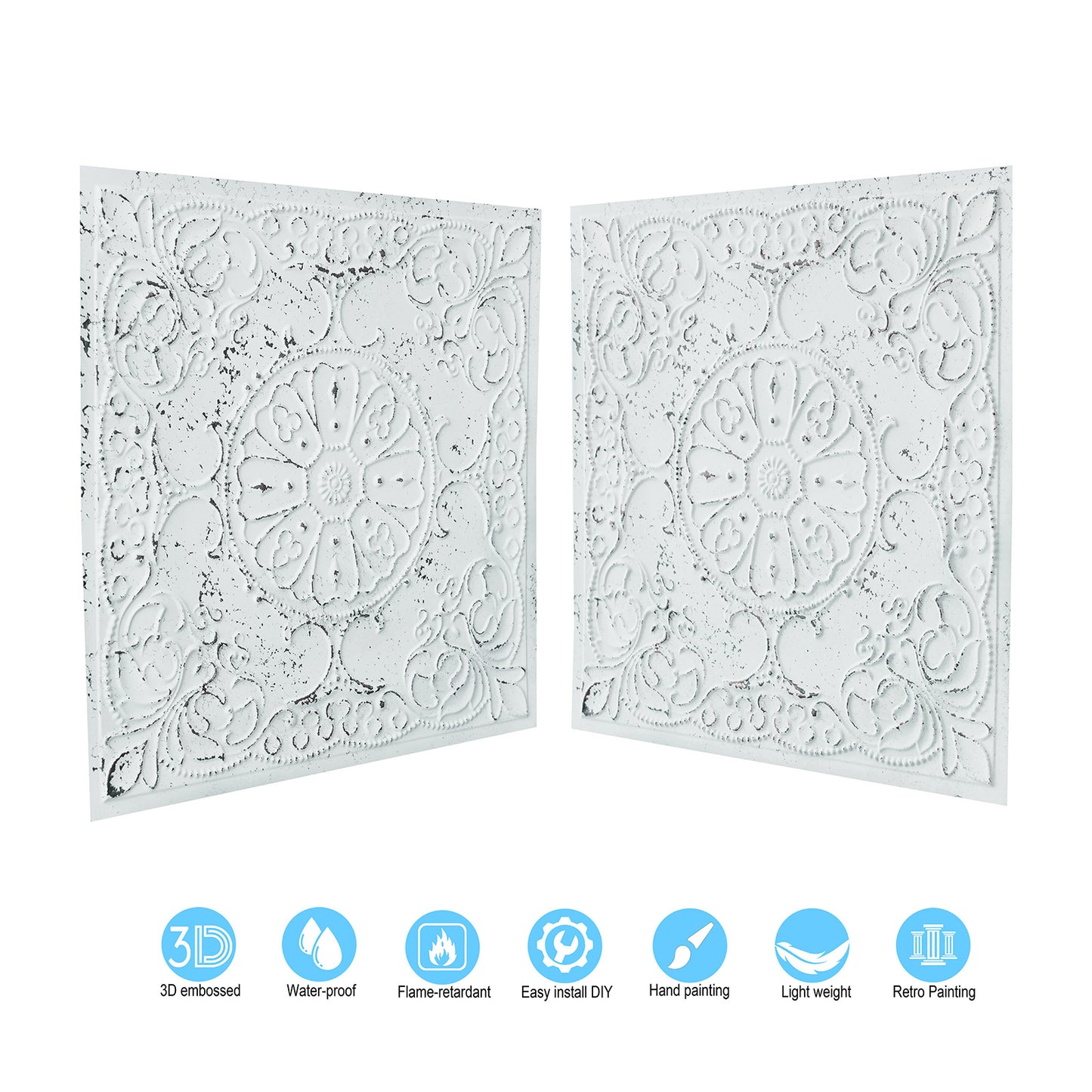 10tiles/lot Embossed Decorative Ceiling Tiles for Luxury Hotels, Apartments and Signature Rooms PL71