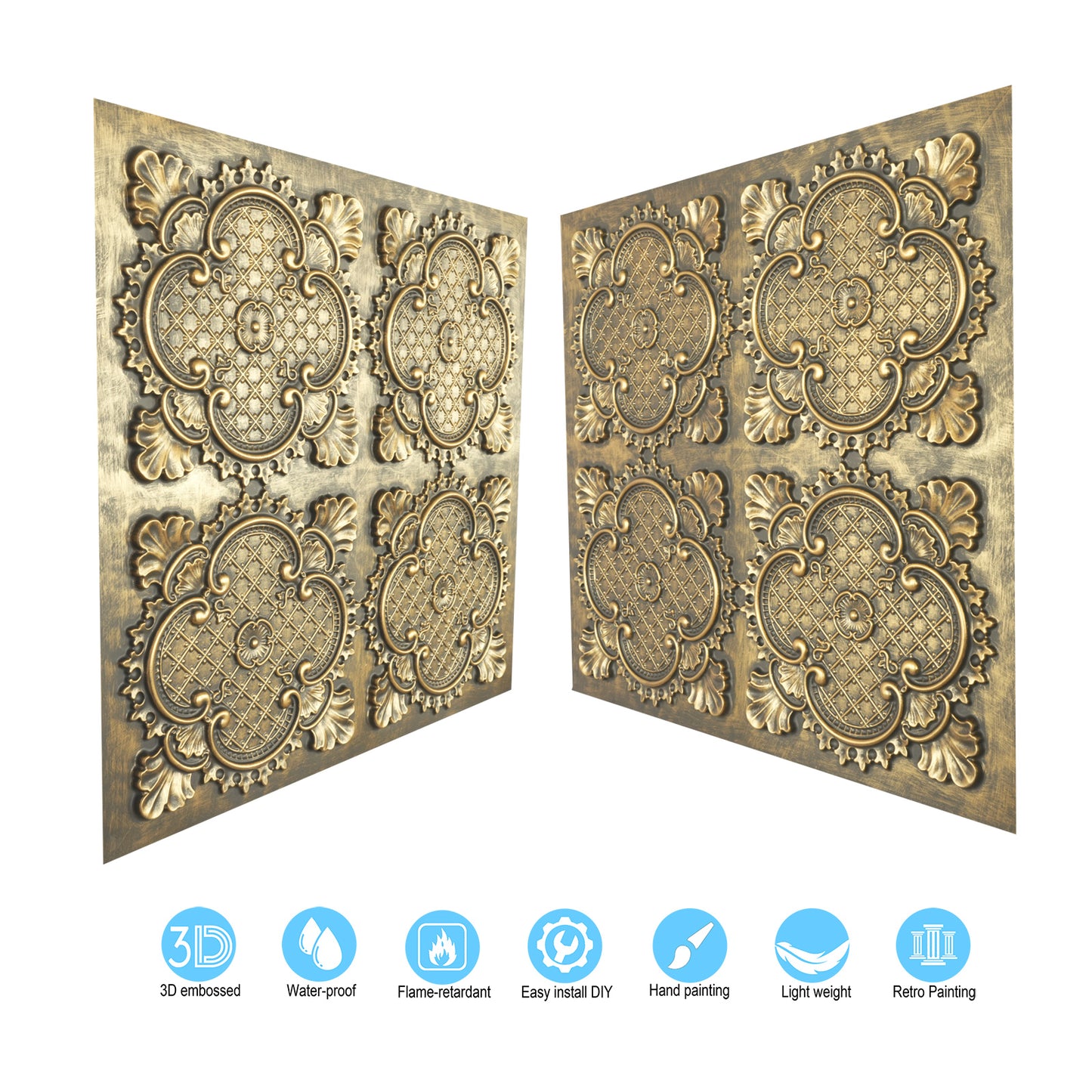 10tiles/lot Faux Metal Ceiling Tiles for Bars, Cafés, Lounges and Contemporary Interiors PL80