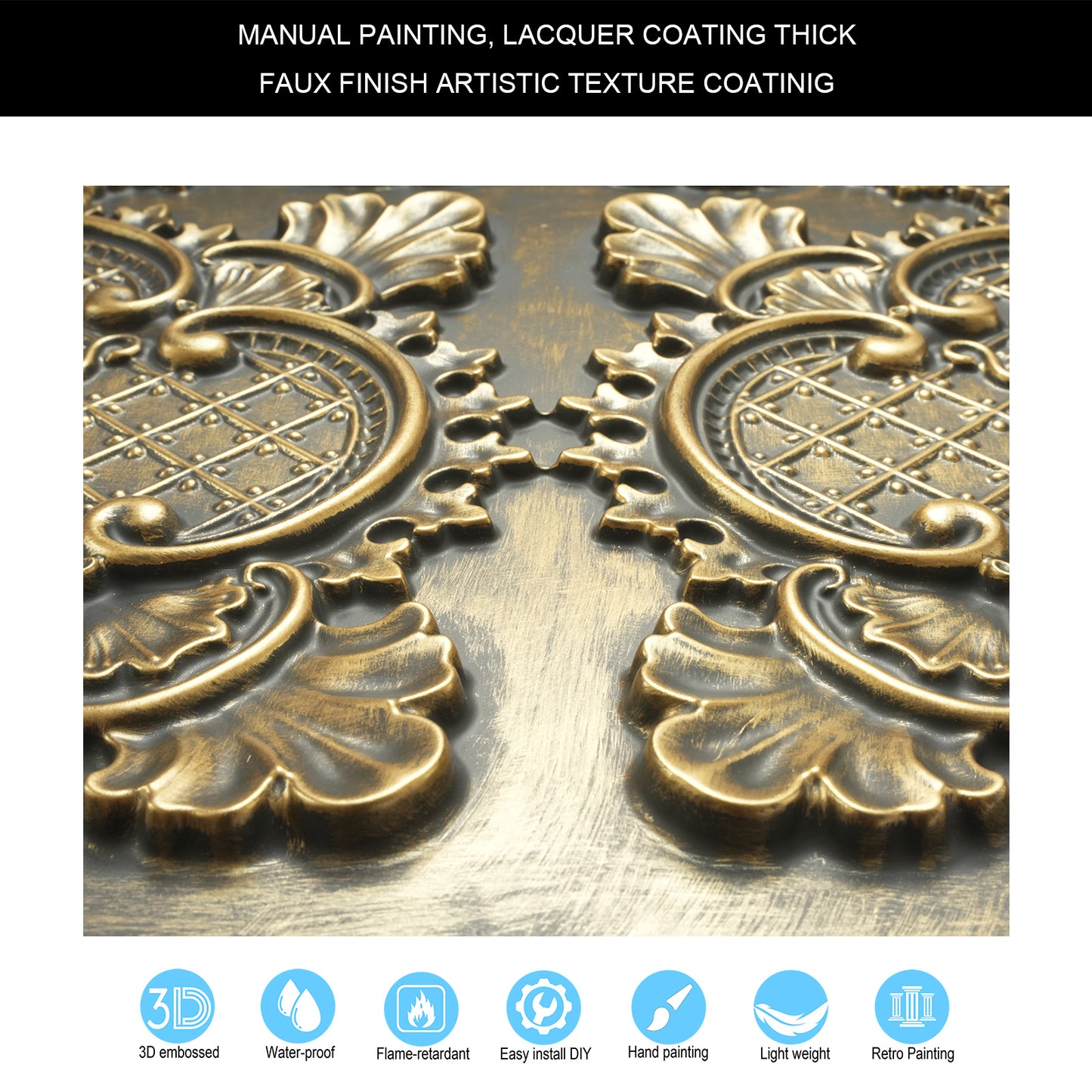 10tiles/lot Faux Metal Ceiling Tiles for Bars, Cafés, Lounges and Contemporary Interiors PL80