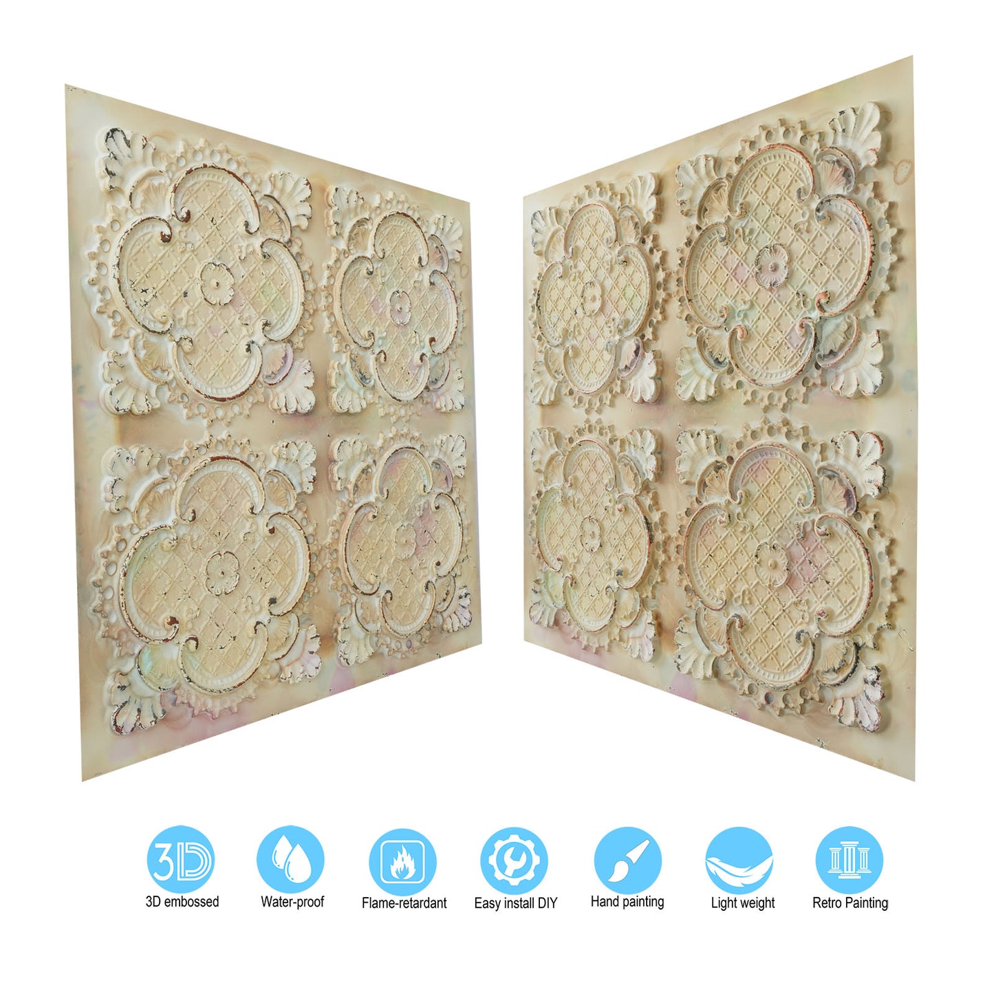 10tiles/lot Decorative Ceiling Tiles for Luxury Hotels, Villas, Salons and High-End Interiors PL80