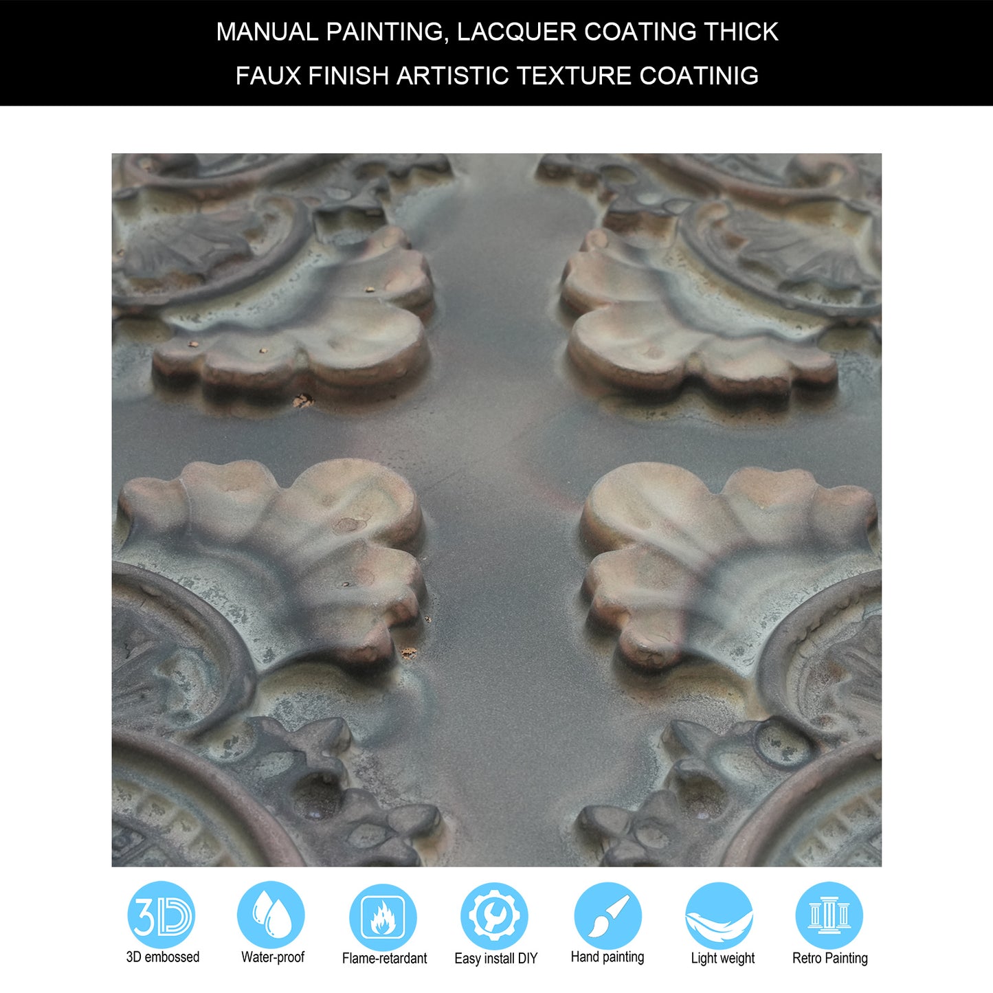 10tiles/lot Faux Metal Ceiling Tiles for Bars, Cafés, Lounges and Contemporary Interiors PL80