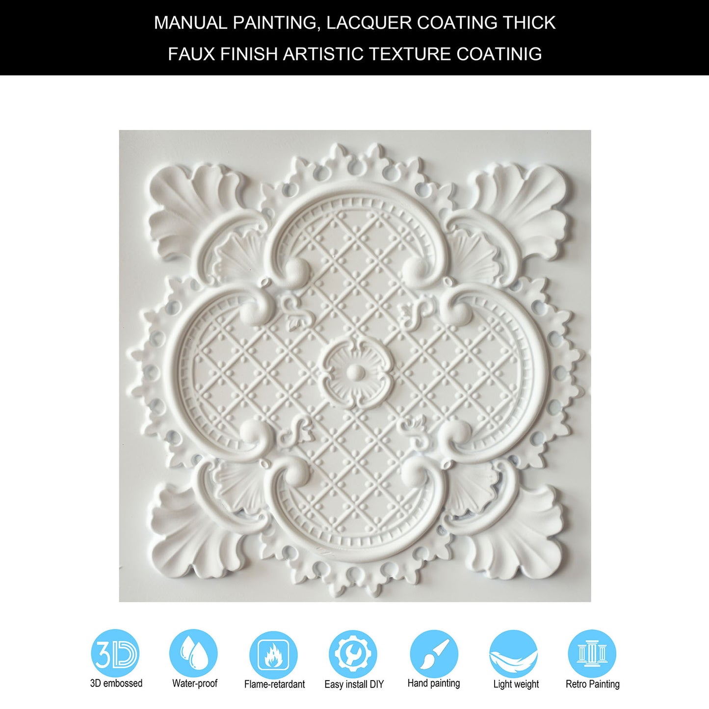 10tiles/lot Decorative Ceiling Tiles for Luxury Hotels, Villas, Salons and High-End Interiors PL80