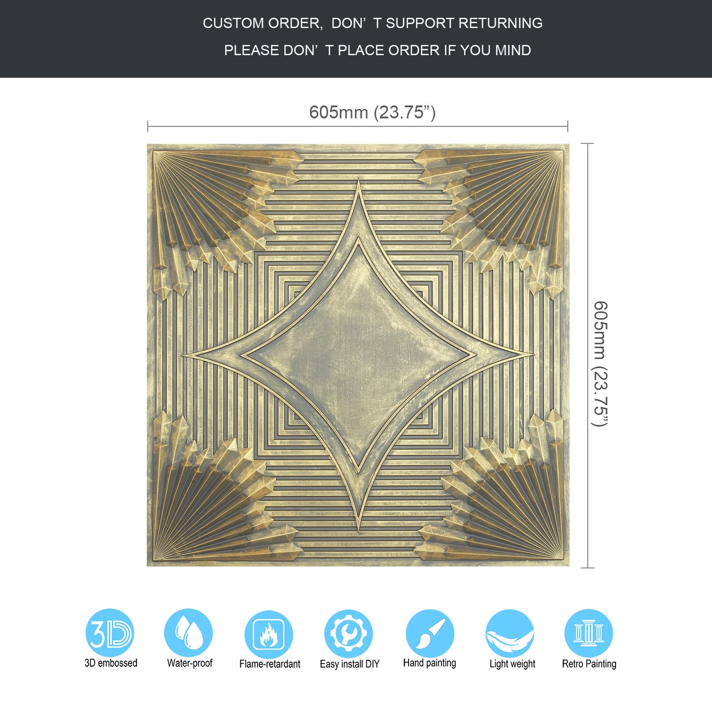 10tiles/lot 3D Faux Metal Ceiling Tiles for Stylish Bars, Clubs and Trendy Restaurants PL81