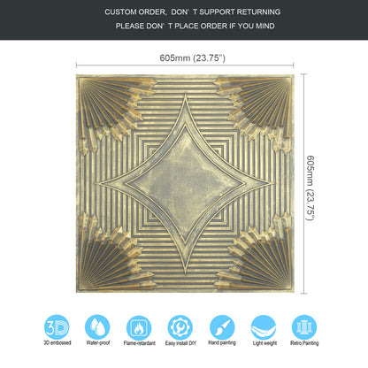 10tiles/lot 3D Faux Metal Ceiling Tiles for Stylish Bars, Clubs and Trendy Restaurants PL81