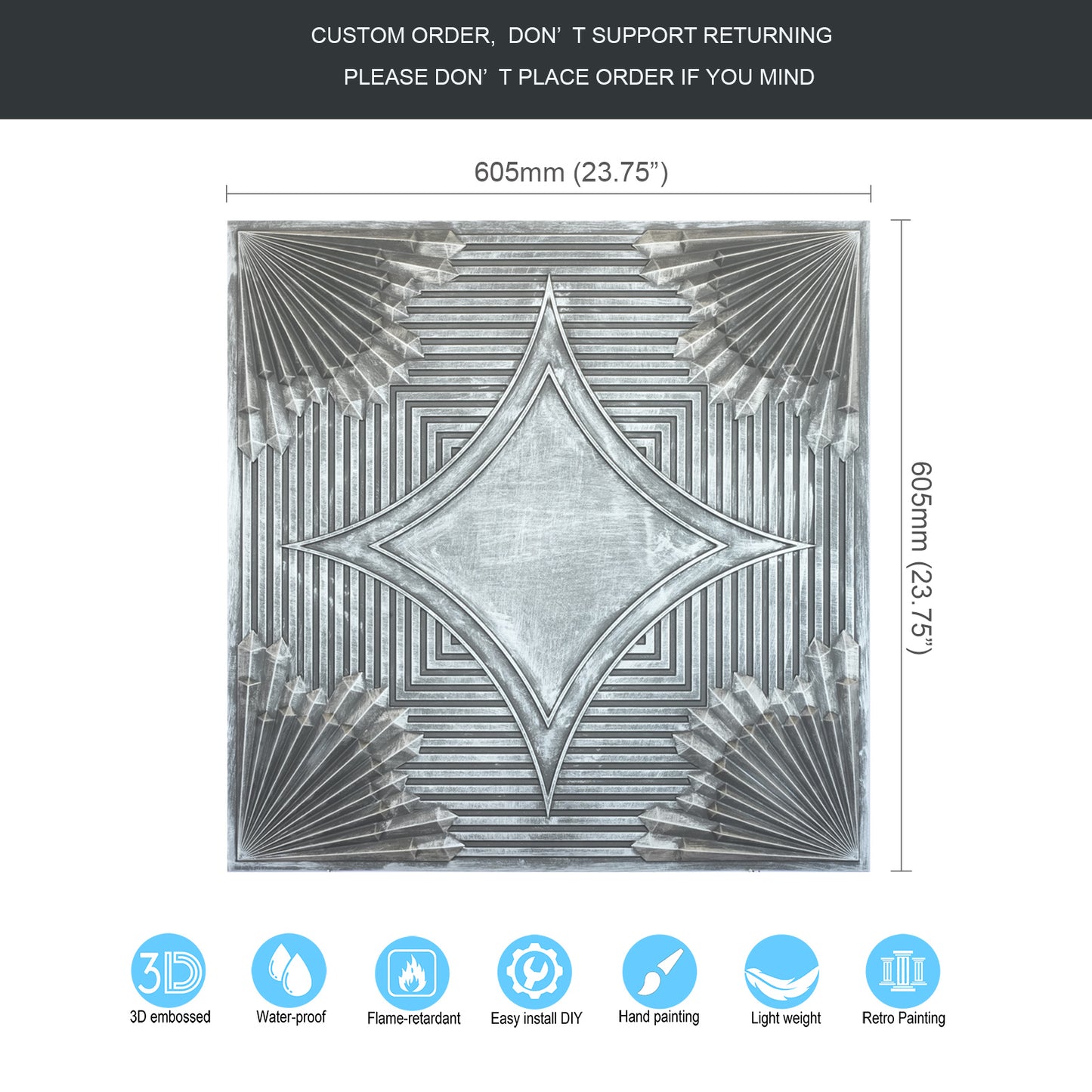 10tiles/lot 3D Faux Metal Ceiling Tiles for Stylish Bars, Clubs and Trendy Restaurants PL81