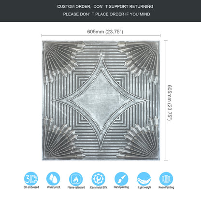 10tiles/lot 3D Faux Metal Ceiling Tiles for Stylish Bars, Clubs and Trendy Restaurants PL81