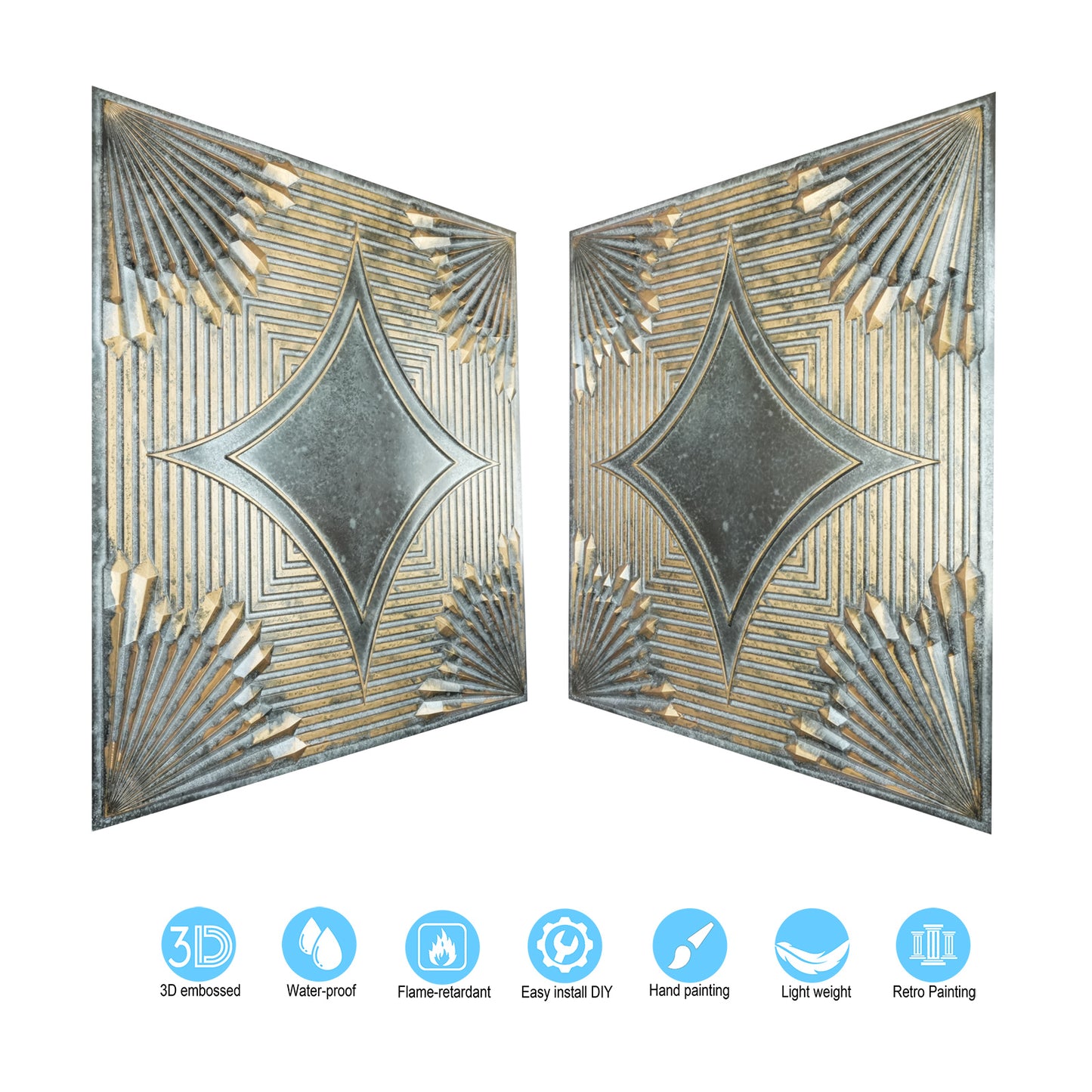 10tiles/lot 3D Faux Metal Ceiling Tiles for Stylish Bars, Clubs and Trendy Restaurants PL81