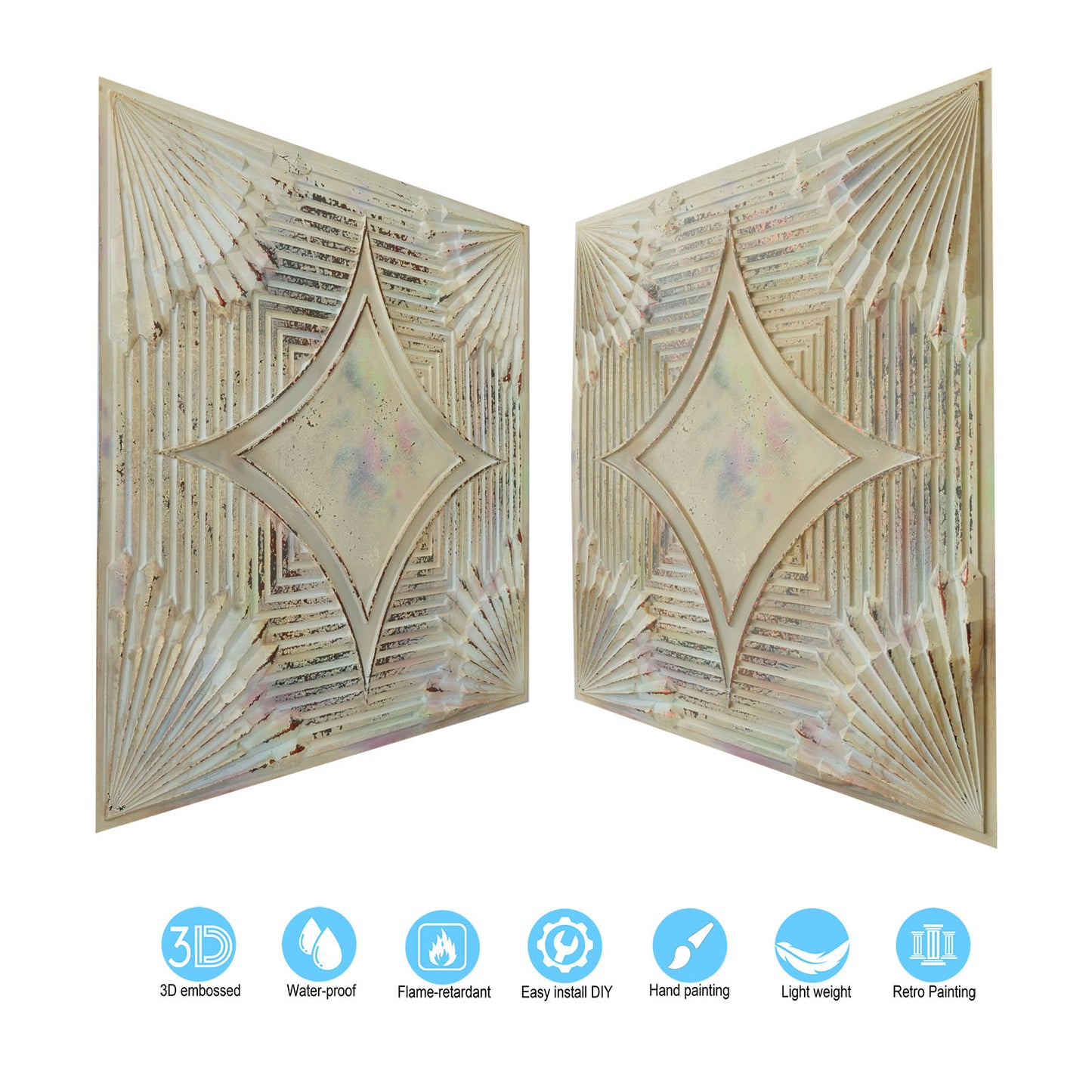 10tiles/lot Distressed Ceiling Tiles for Craft Studios, Retro Cafés and Industrial Design Rooms PL81