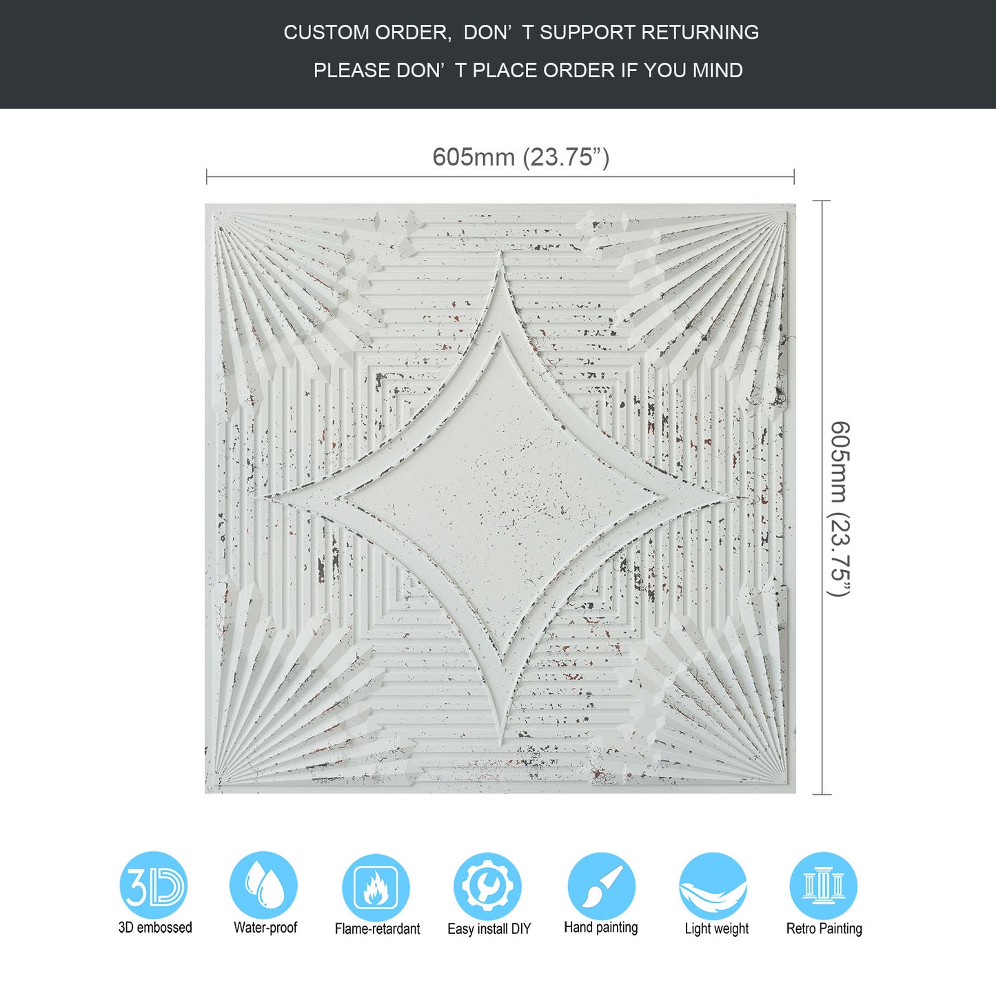 10tiles/lot Distressed Ceiling Tiles for Craft Studios, Retro Cafés and Industrial Design Rooms PL81