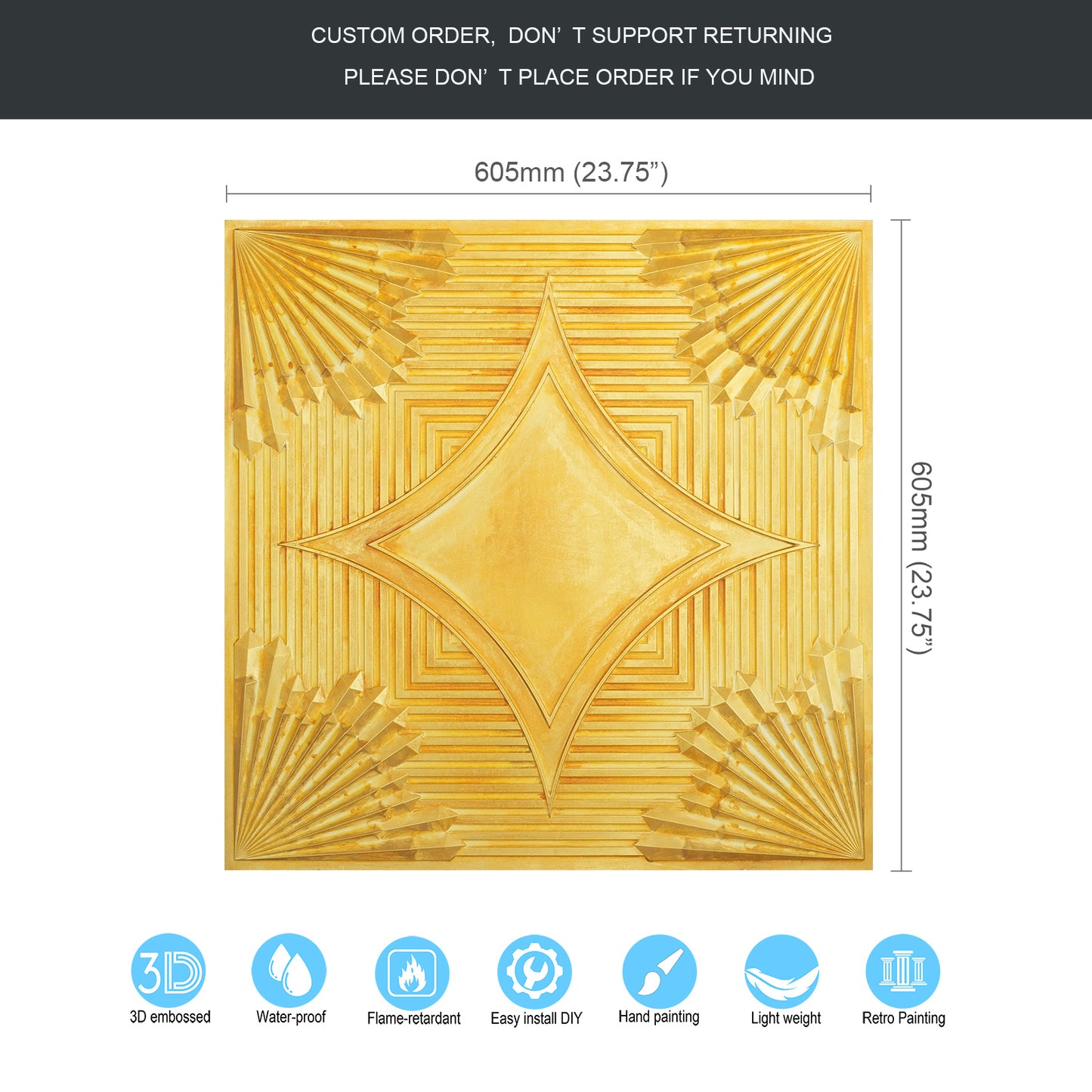 10tiles/lot Metallic Ceiling Tiles for Stylish Bars, Clubs, Restaurants and Social Spaces PL81