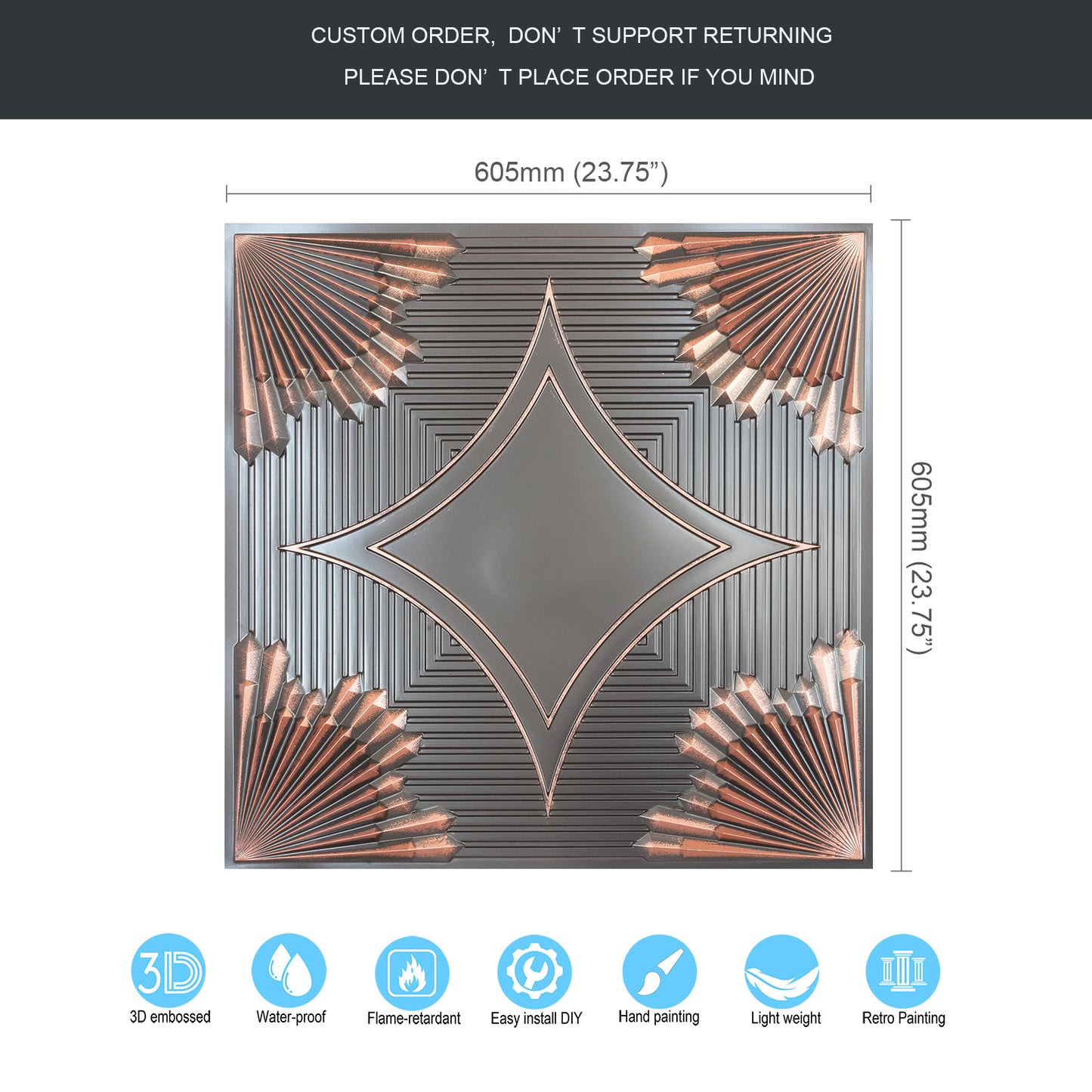 10tiles/lot Tin Ceiling Tiles for Fashion Salons, Barber Shops and Trendy Retail Spaces PL81