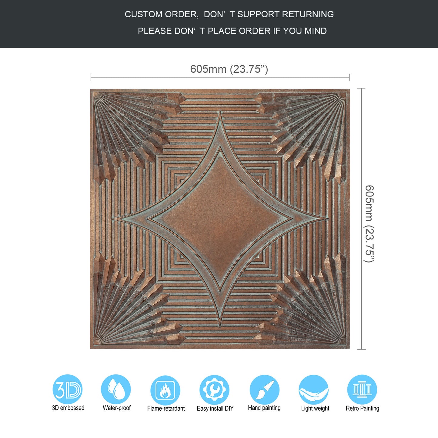 10tiles/lot Tin Ceiling Tiles for Fashion Salons, Barber Shops and Trendy Retail Spaces PL81