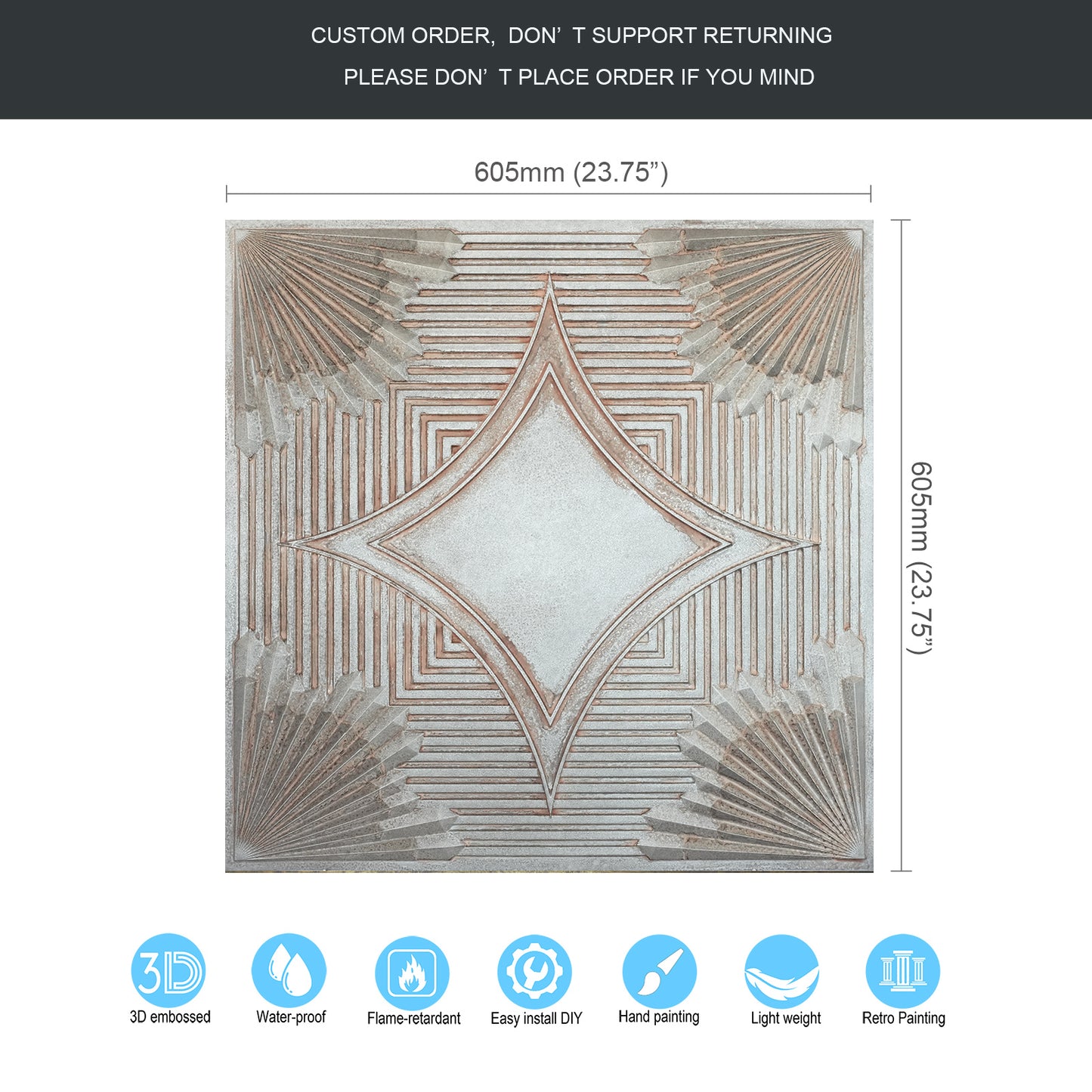 10tiles/lot Distressed Ceiling Tiles for Craft Studios, Retro Cafés and Industrial Design Rooms PL81