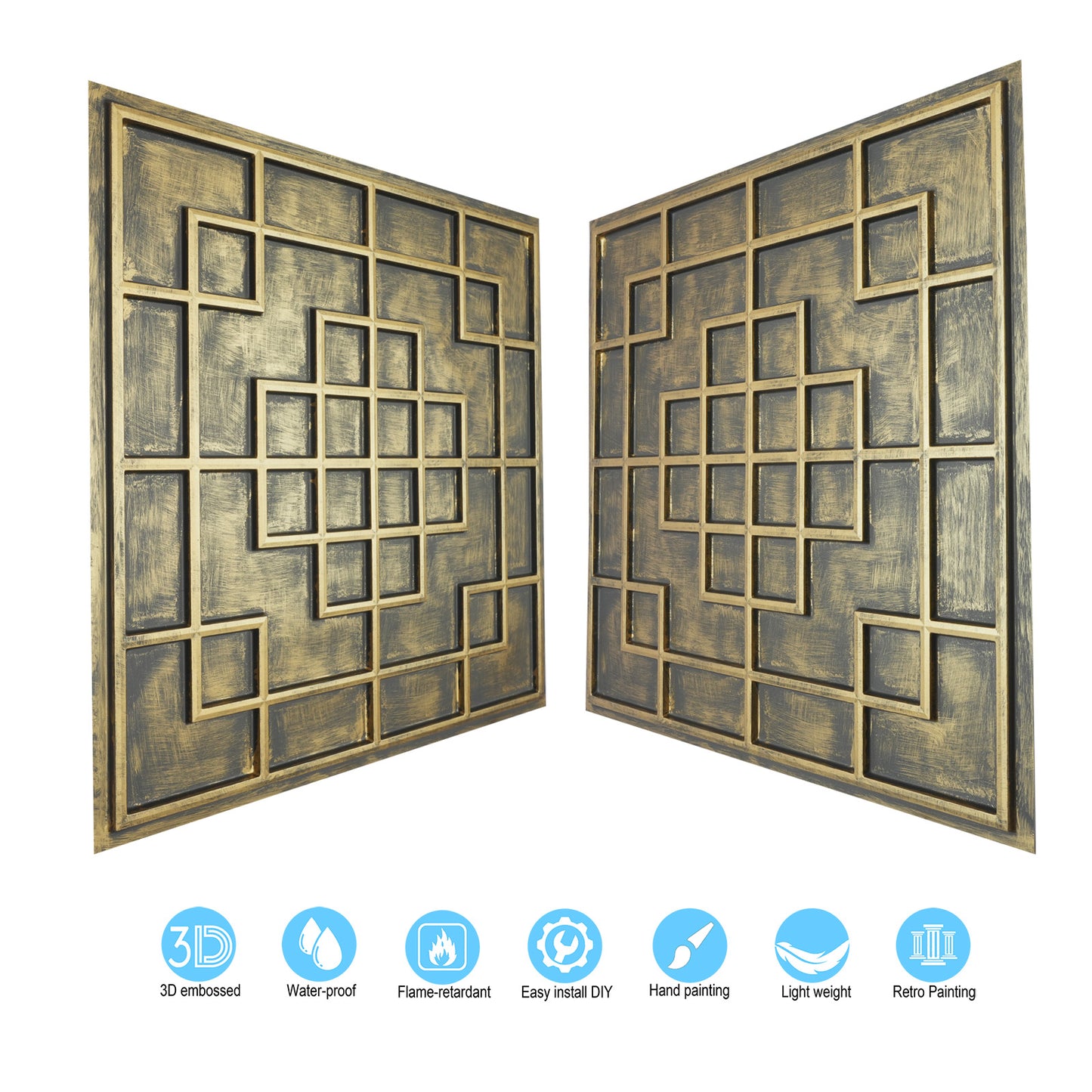 10tiles/lot Faux Tin Embossed Tiles for Luxury Apartments, Villas and Modern Home Interiors PL82