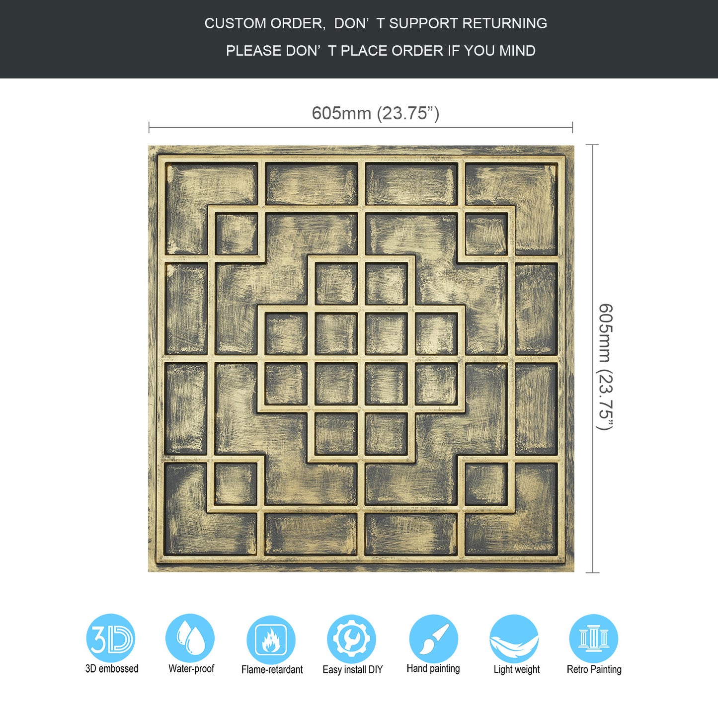 10tiles/lot Faux Tin Embossed Tiles for Luxury Apartments, Villas and Modern Home Interiors PL82