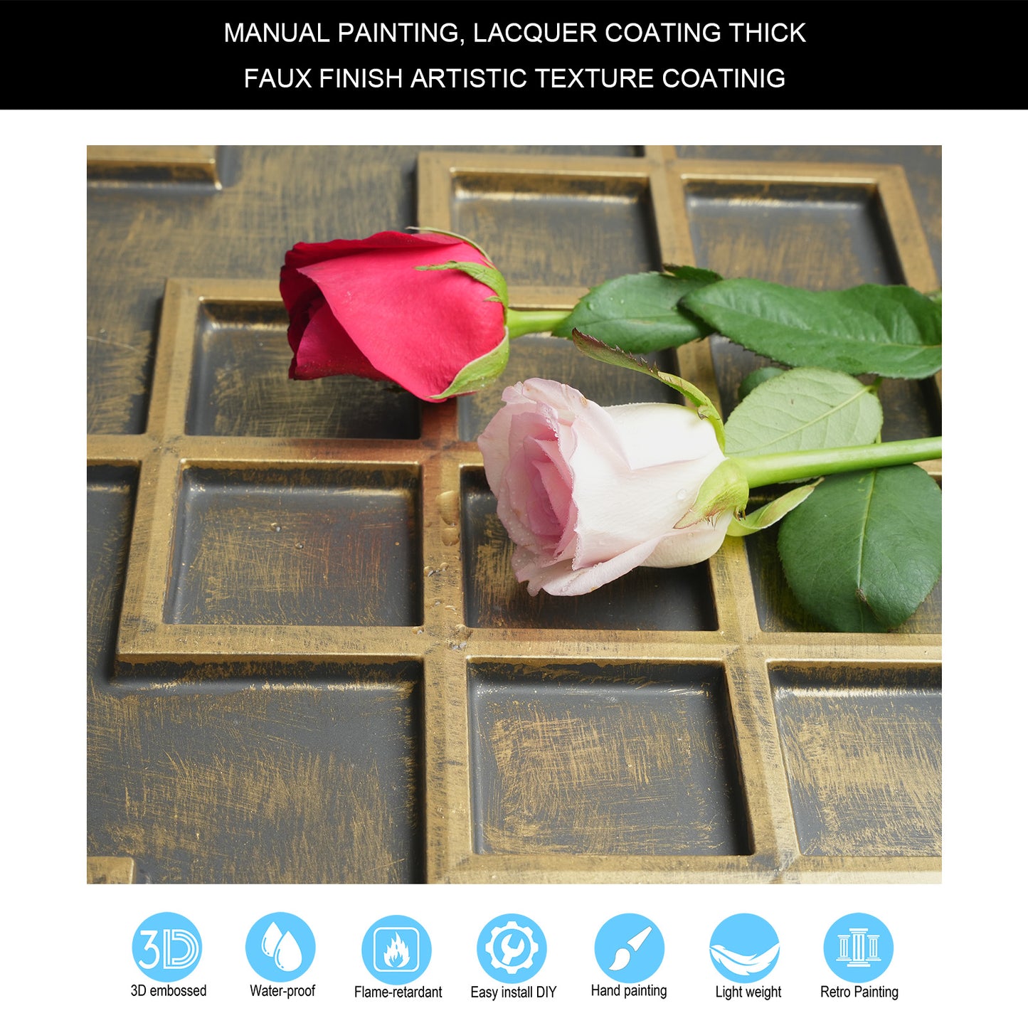 10tiles/lot Faux Tin Embossed Tiles for Luxury Apartments, Villas and Modern Home Interiors PL82