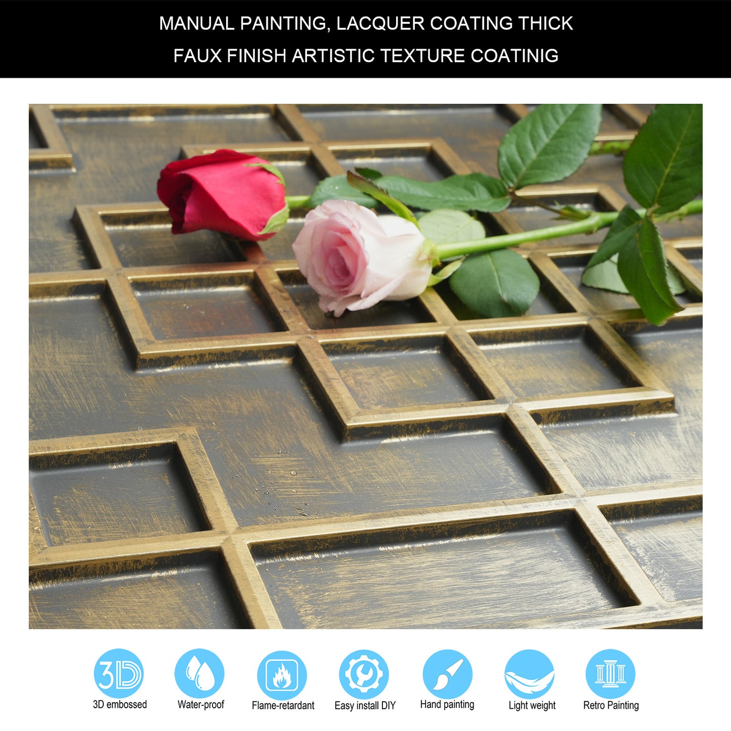 10tiles/lot Faux Tin Embossed Tiles for Luxury Apartments, Villas and Modern Home Interiors PL82