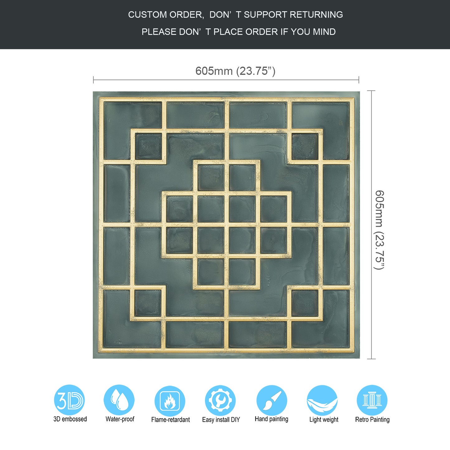 10tiles/lot Faux Tin Embossed Tiles for Luxury Apartments, Villas and Modern Home Interiors PL82