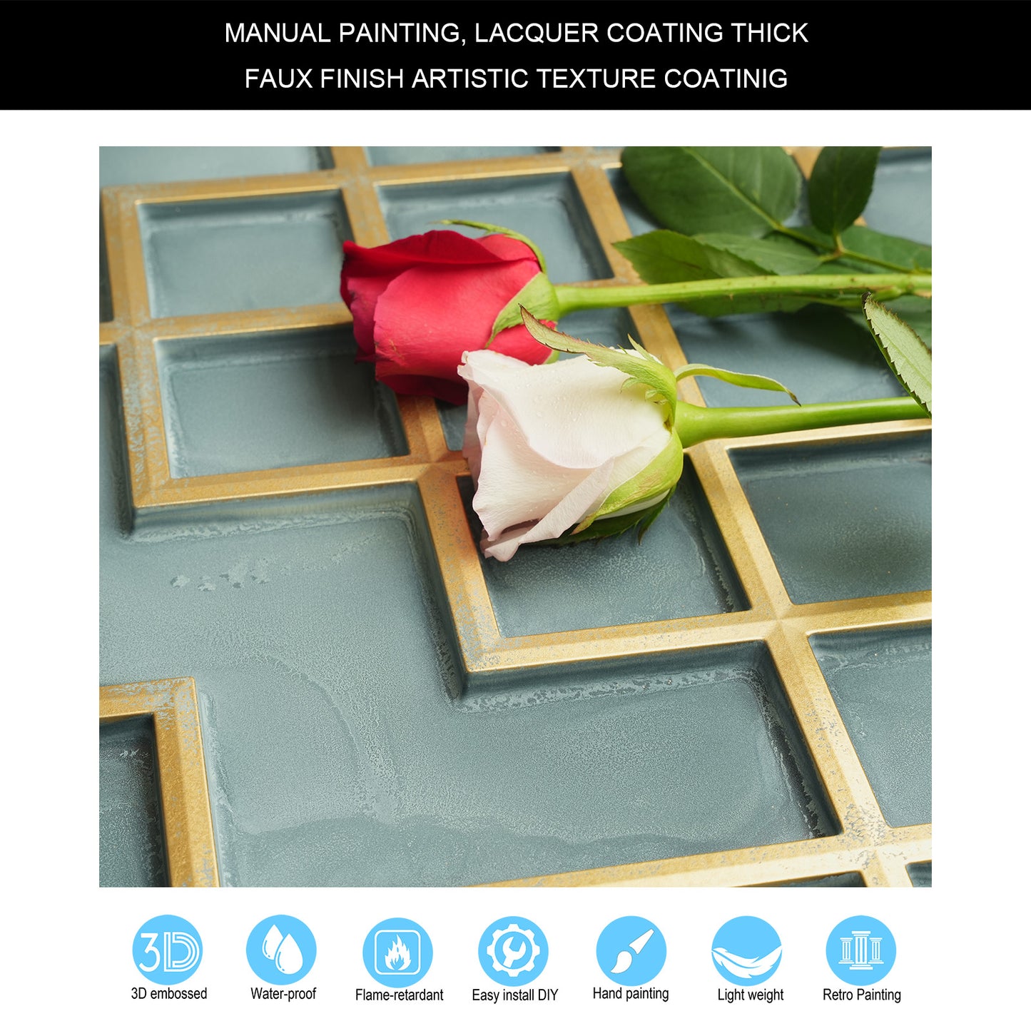 10tiles/lot Faux Tin Embossed Tiles for Luxury Apartments, Villas and Modern Home Interiors PL82