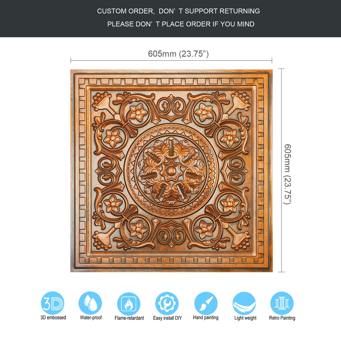 10tiles/lot Metallic Ceiling Tiles for Stylish Bars, Clubs, Restaurants and Social Spaces PL83