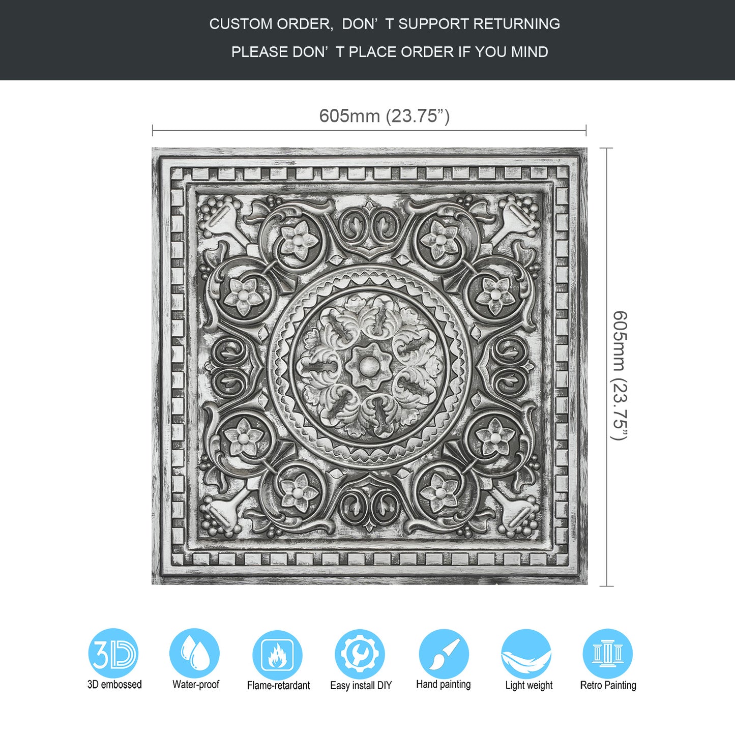 10tiles/lot Drop-In Decorative Tin Tiles for Hotels, Villas and Modern Office Buildings PL83