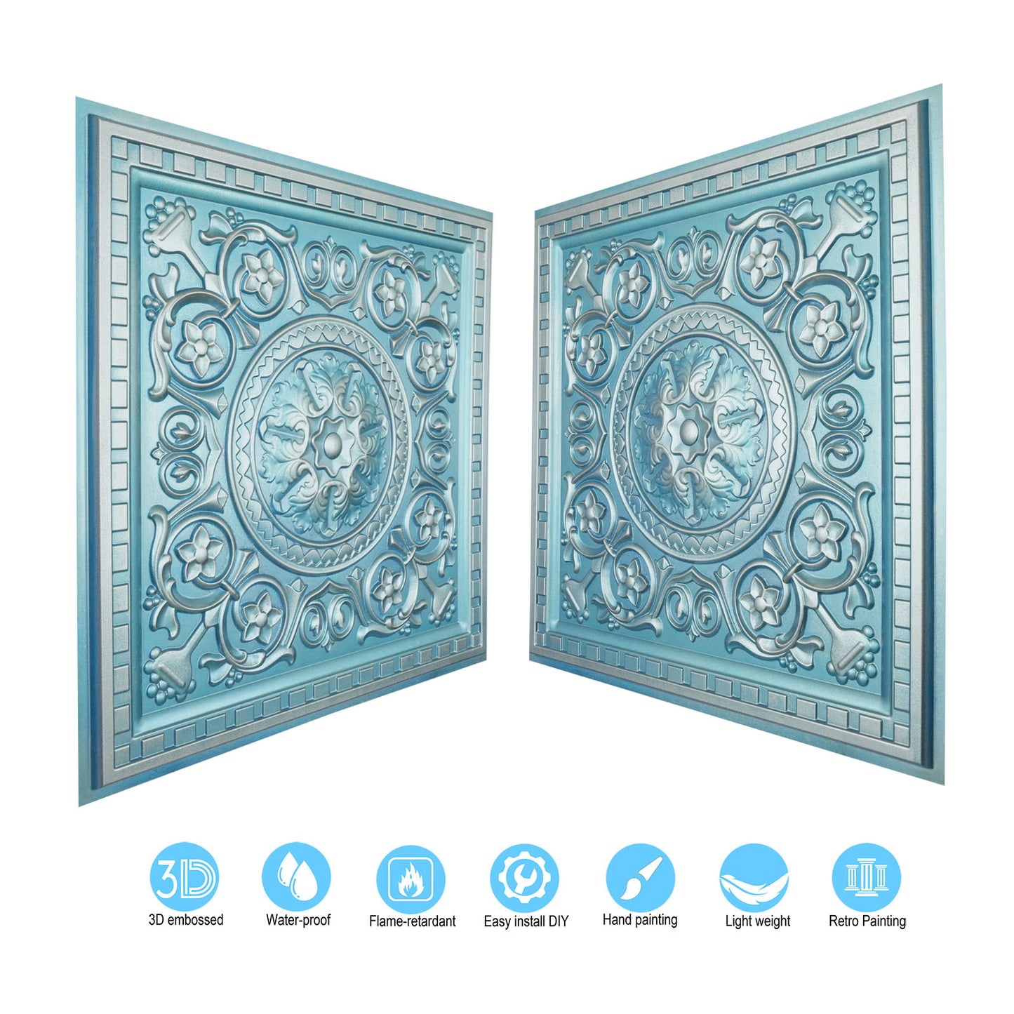 10tiles/lot Pressed Faux Tin Ceiling Tiles for Heritage Bars, Vintage Restaurants and Boutique Hotels PL83