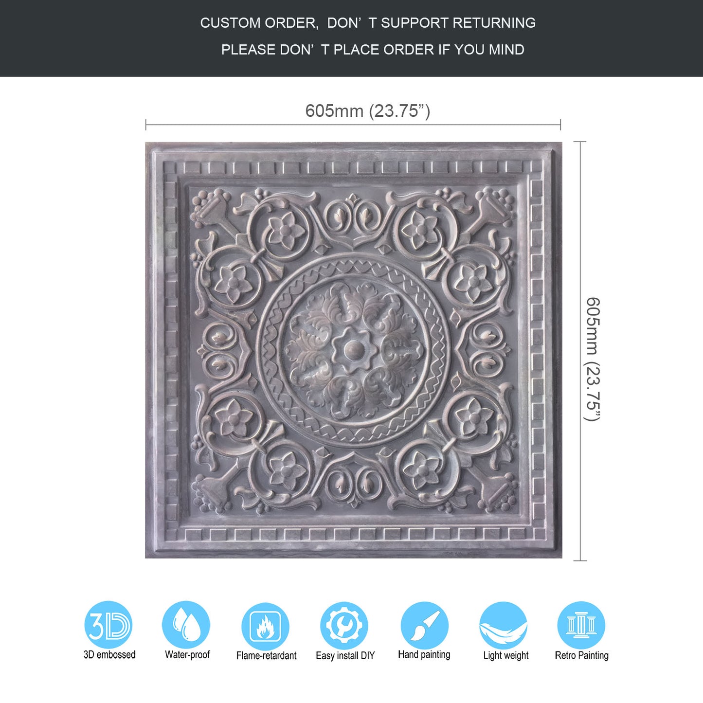 10tiles/lot Drop-In Decorative Tin Tiles for Hotels, Villas and Modern Office Buildings PL83