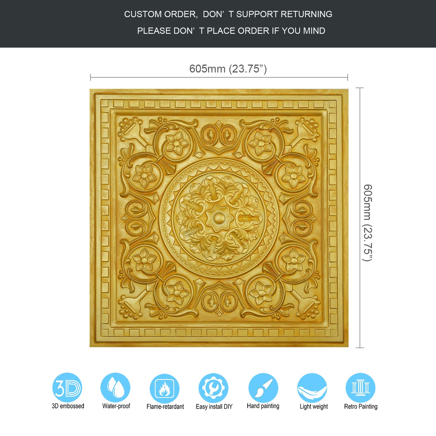 10tiles/lot Metallic Ceiling Tiles for Stylish Bars, Clubs, Restaurants and Social Spaces PL83