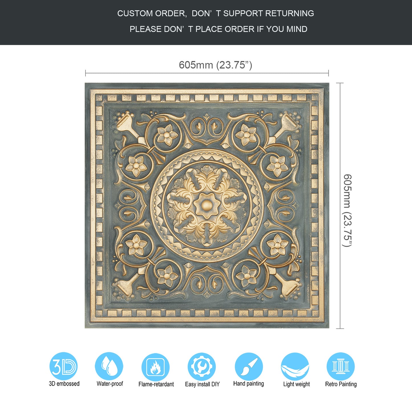 10tiles/lot Pressed Faux Tin Ceiling Tiles for Heritage Bars, Vintage Restaurants and Boutique Hotels PL83