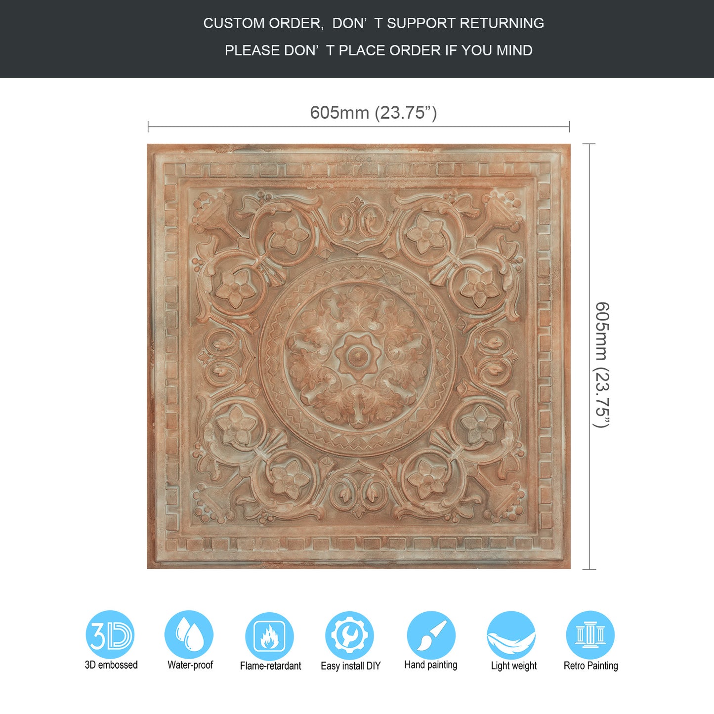 10tiles/lot Metallic Ceiling Tiles for Stylish Bars, Clubs, Restaurants and Social Spaces PL83