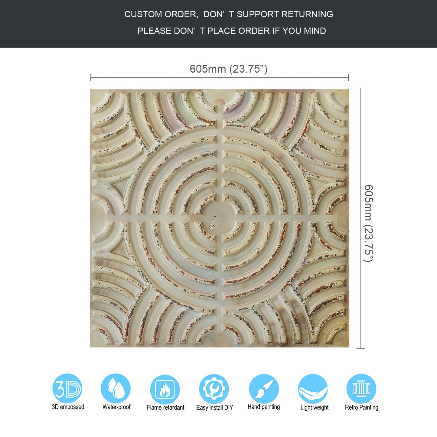 10tiles/lot Glue up 2x2 distress crack Ceiling Tiles for Bars, Plastic, Coffer, DIY ceiling panels PL84