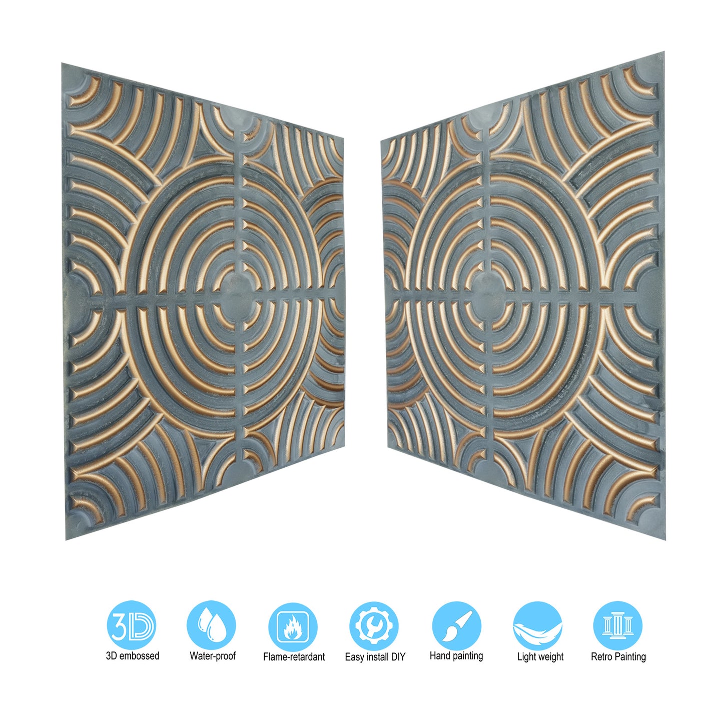 10tiles/lot Glue up faux Tin Ceiling Tiles gold color for Bars, Plastic, Coffer, DIY ceiling panels PL84