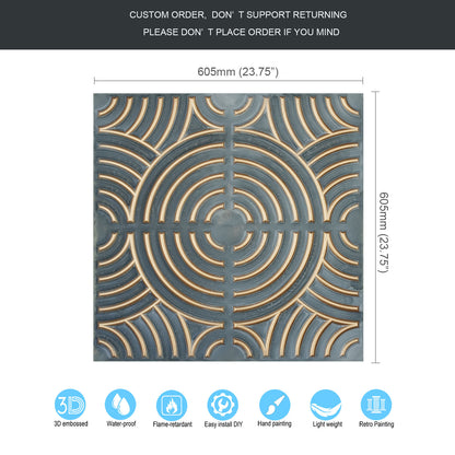 10tiles/lot Glue up faux Tin Ceiling Tiles gold color for Bars, Plastic, Coffer, DIY ceiling panels PL84