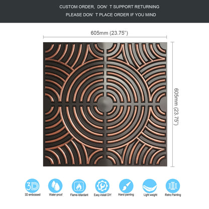 10tiles/lot Glue up faux Tin Ceiling Tiles copper color for Bars, Plastic, Coffer, DIY ceiling panels PL84