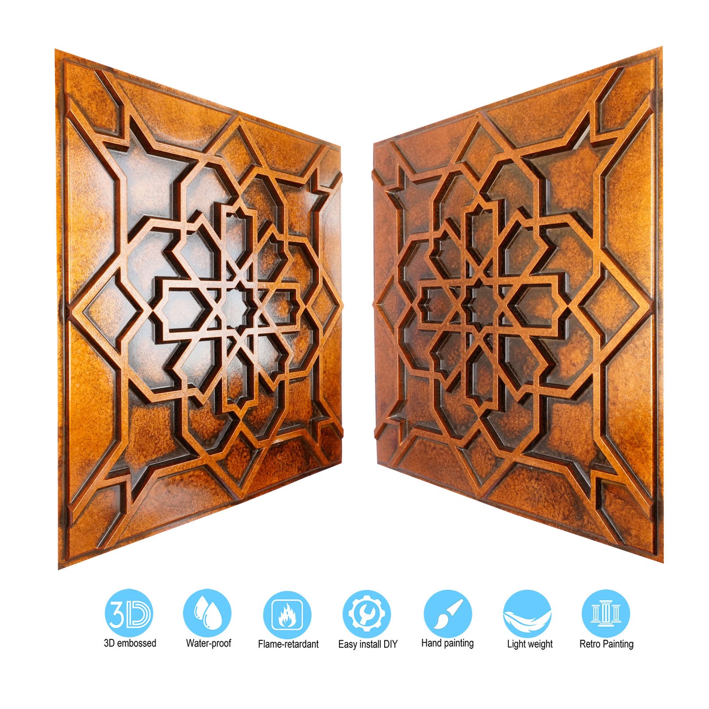 10tiles/lot Drop-In faux Tin Ceiling Tiles copper color for Bars, Nightclub, Barbers,beauty salon ceiling panelsPL85