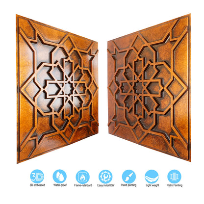 10tiles/lot Drop-In faux Tin Ceiling Tiles copper color for Bars, Nightclub, Barbers,beauty salon ceiling panelsPL85