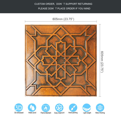 10tiles/lot Drop-In faux Tin Ceiling Tiles copper color for Bars, Nightclub, Barbers,beauty salon ceiling panelsPL85