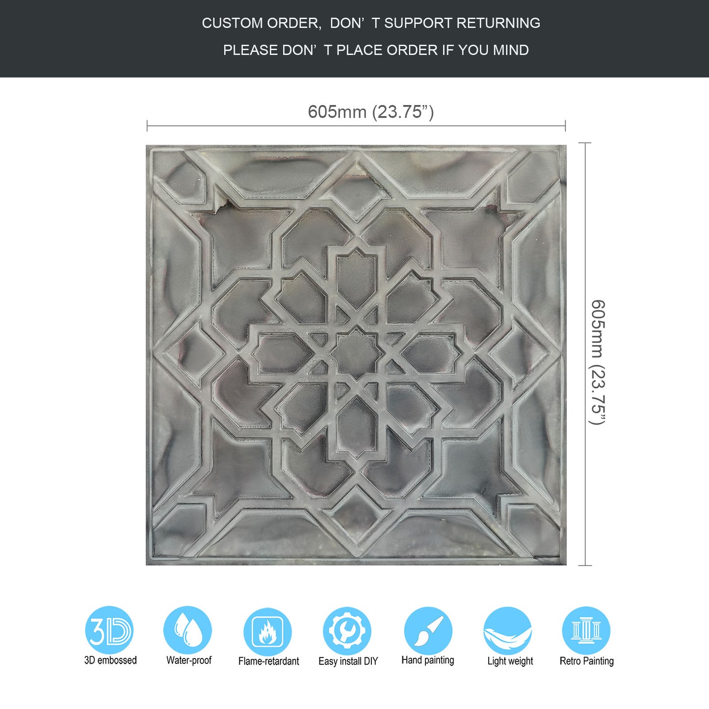 10tiles/lot suspended faux tin Ceiling Tiles for Bars, Nightclub, Barbers,beauty salon homeimporve ceiling panelsPL85