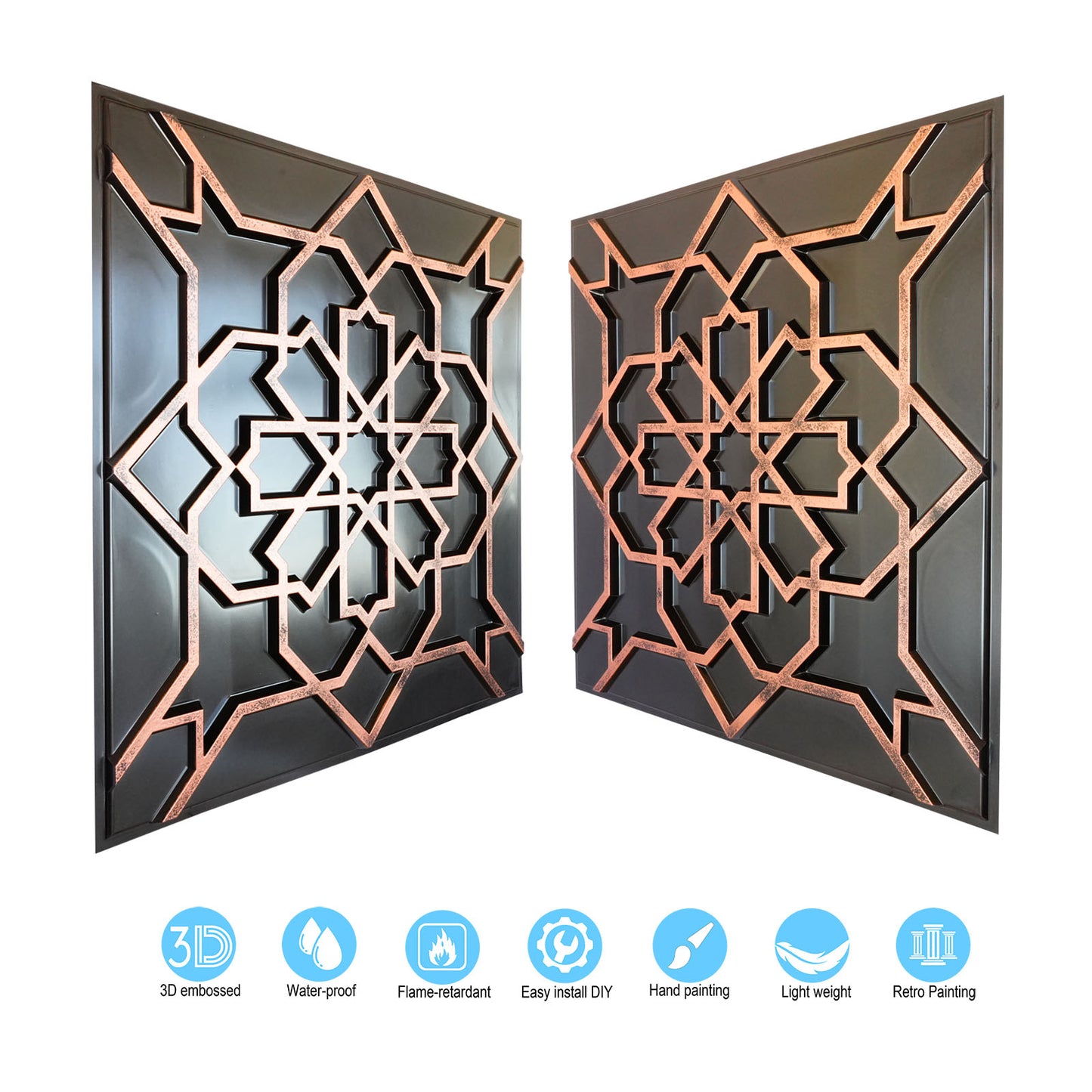 10tiles/lot Drop-In faux Tin Ceiling Tiles copper color for Bars, Nightclub, Barbers,beauty salon ceiling panelsPL85