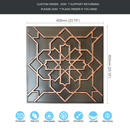 10tiles/lot Drop-In faux Tin Ceiling Tiles copper color for Bars, Nightclub, Barbers,beauty salon ceiling panelsPL85