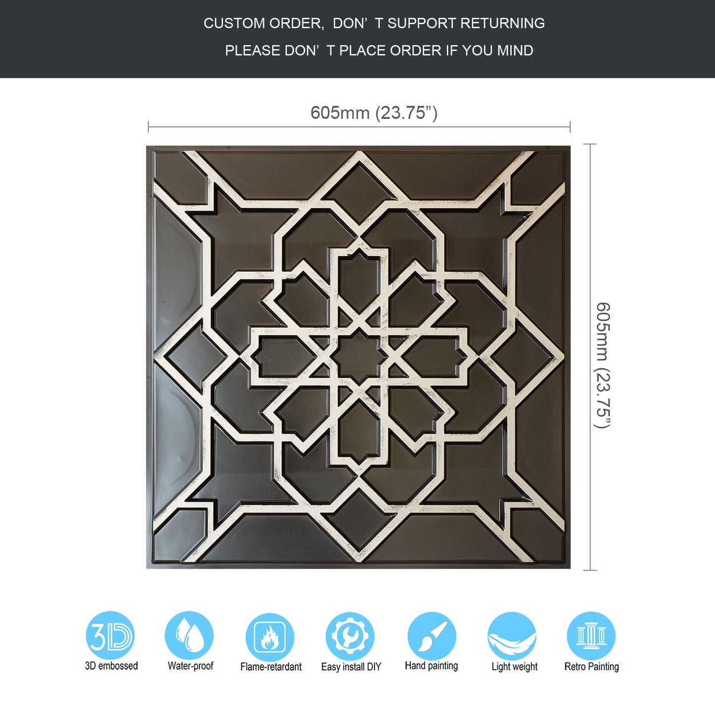 10tiles/lot Drop-In faux Tin Ceiling Tiles copper color for Bars, Nightclub, Barbers,beauty salon ceiling panelsPL85